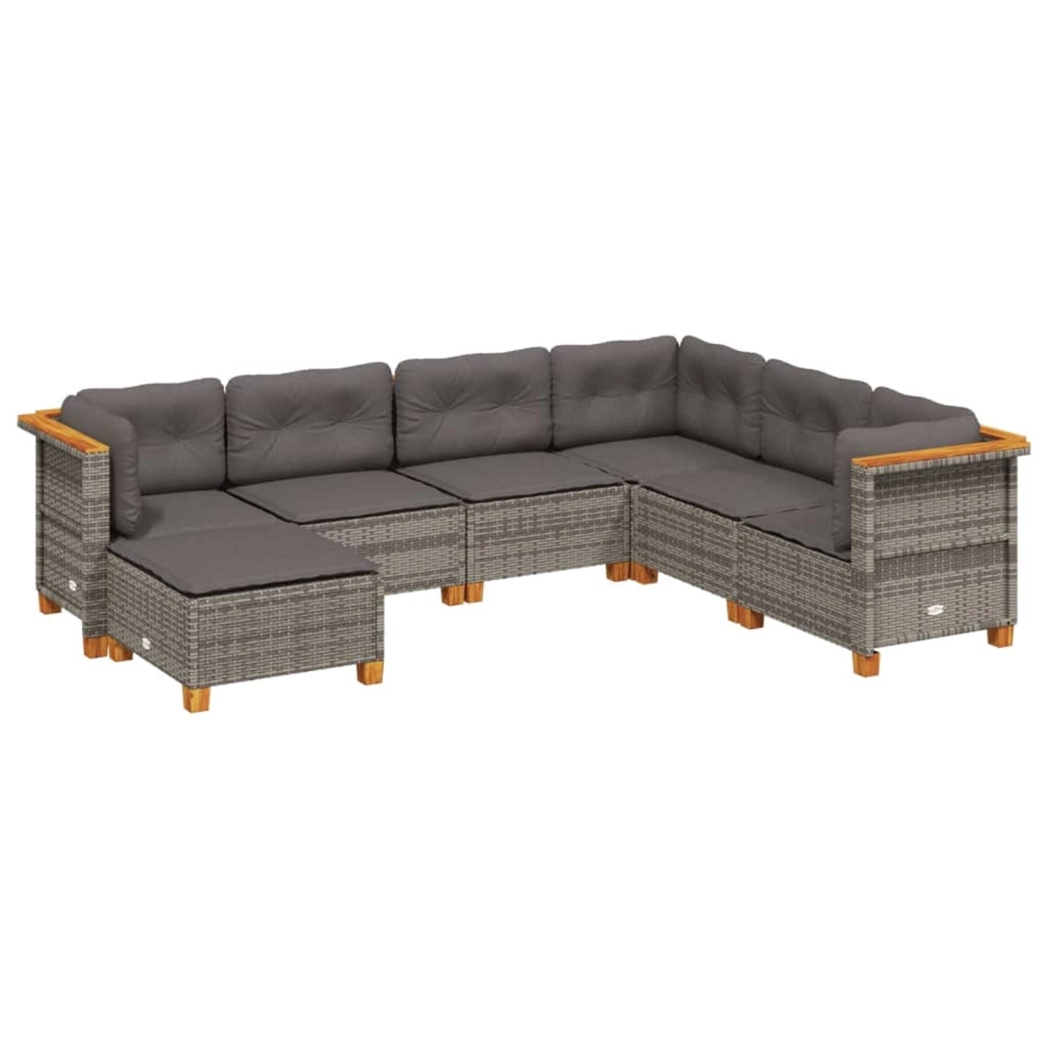 vidaXL 7-Tlg Garten-Sofagarnitur mit Kissen Grau Poly Rattan 3261936 günstig online kaufen