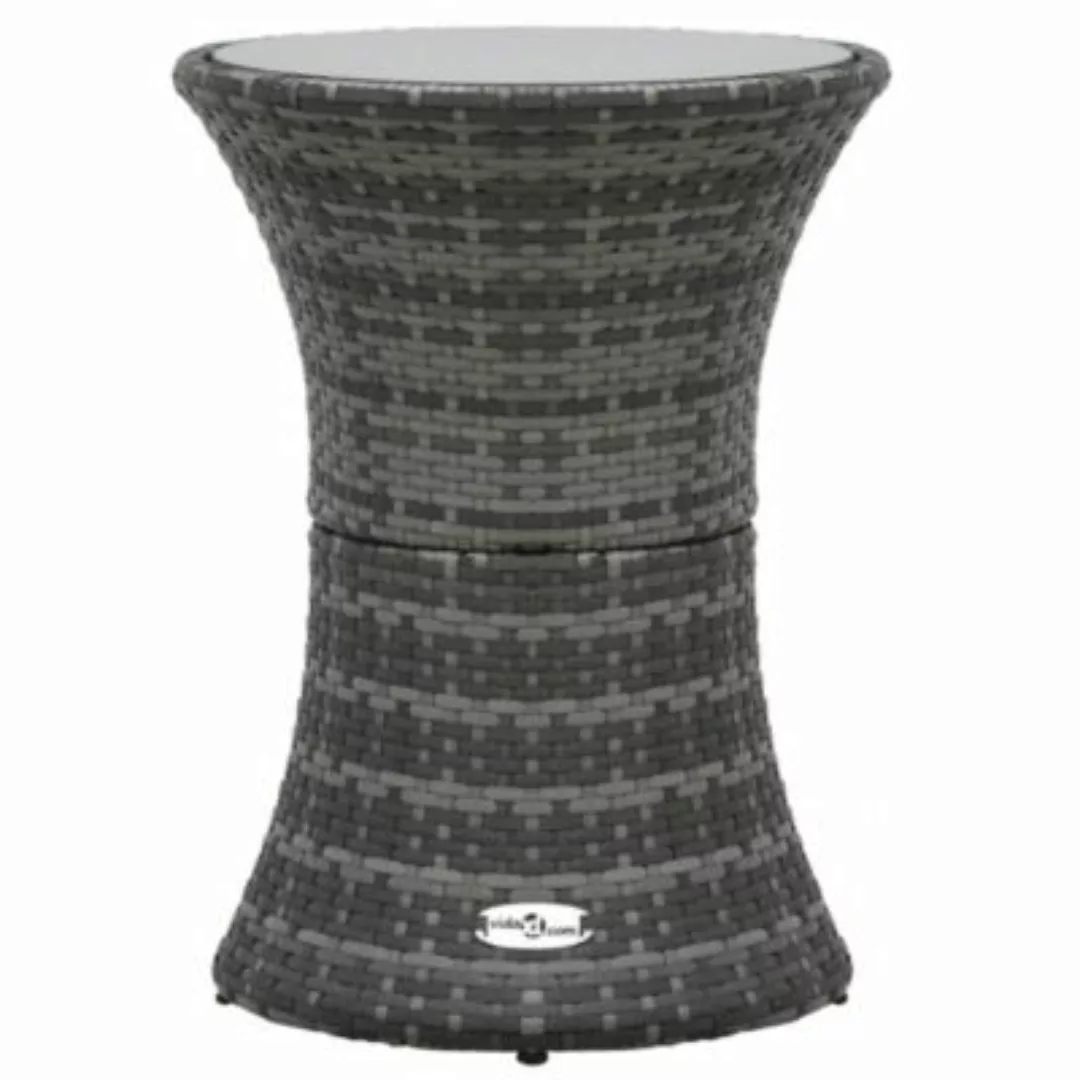 vidaXL Garten-Beistelltisch Trommelform Grau Poly Rattan Beistelltisch grau günstig online kaufen