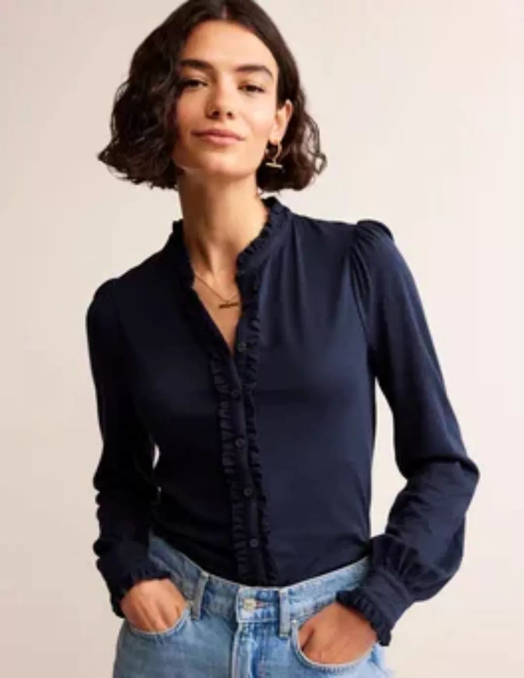 Caroline Jersey-Hemd Damen Boden, Marineblau günstig online kaufen