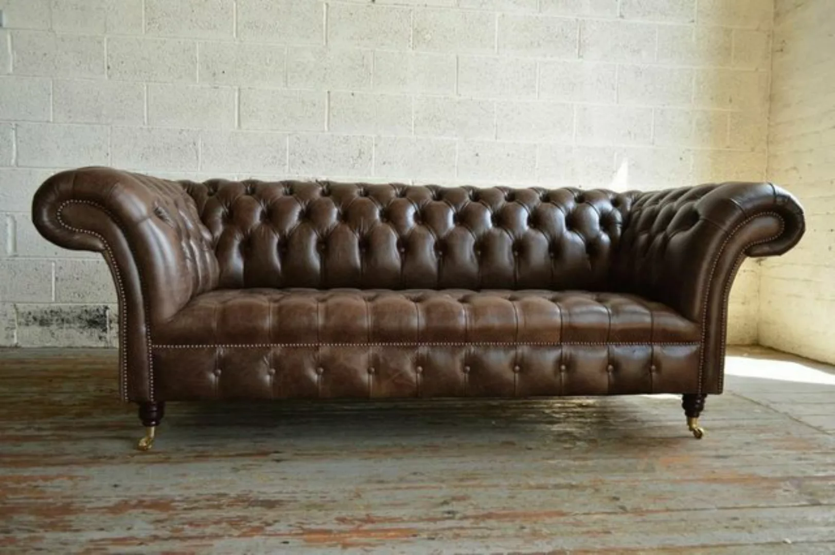 JVmoebel Chesterfield-Sofa Chesterfield Design Polster Couch Leder Sofa Lux günstig online kaufen