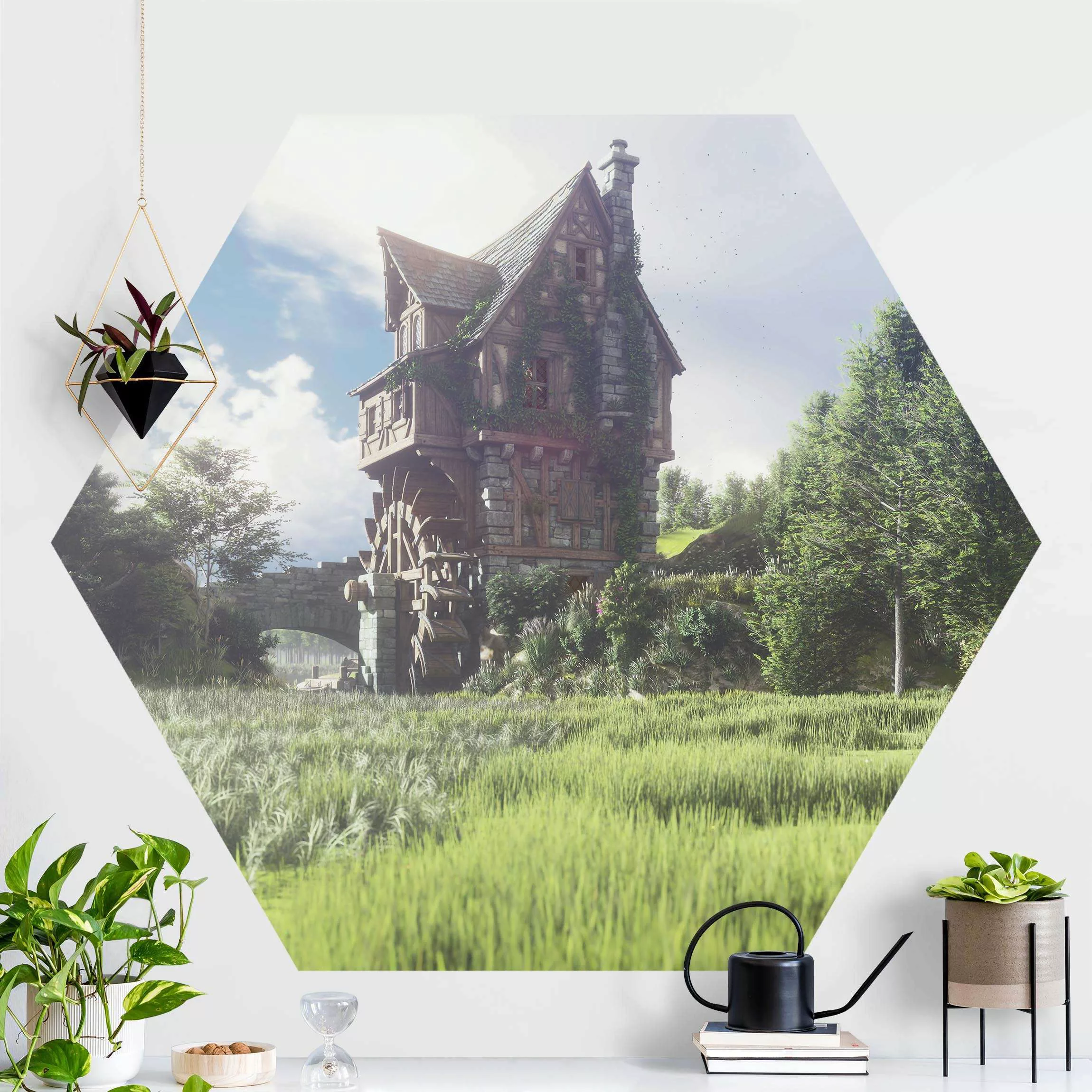 Hexagon Mustertapete selbstklebend Phantastische Mühle günstig online kaufen