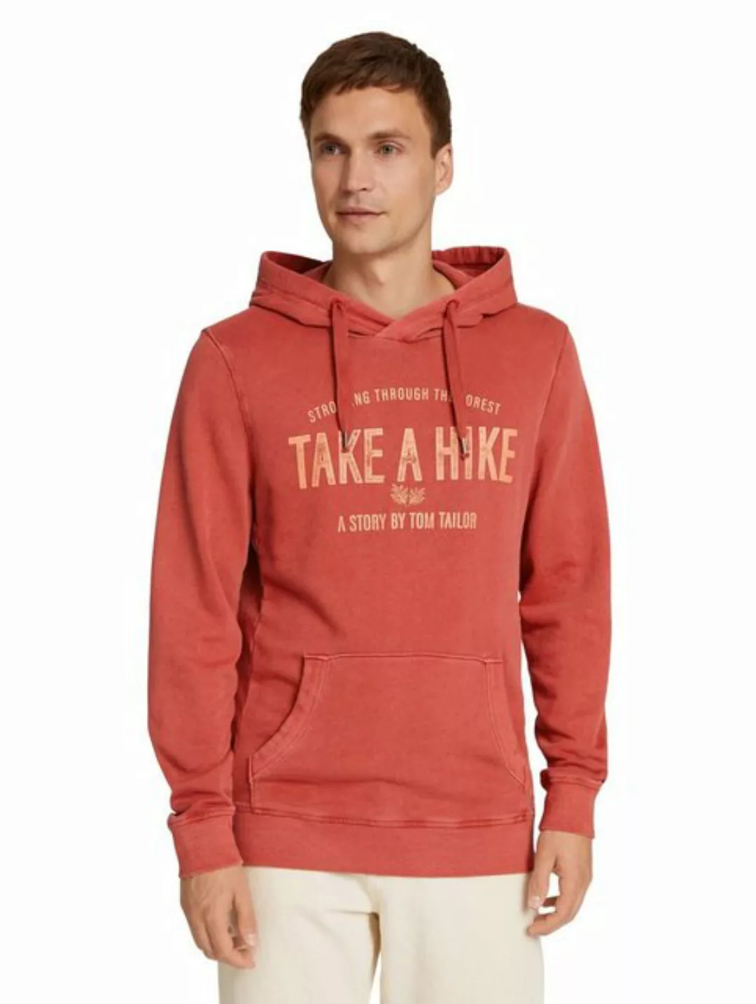 TOM TAILOR Rundhalspullover washed hoodie with print günstig online kaufen