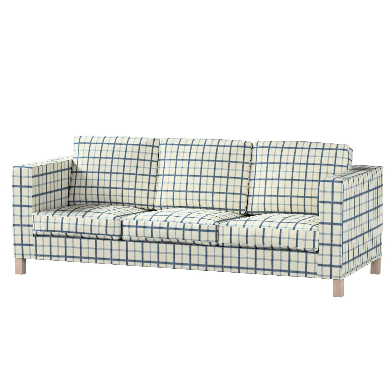 Bezug für Karlanda 3-Sitzer Sofa nicht ausklappbar, kurz, blau-creme, Bezug günstig online kaufen