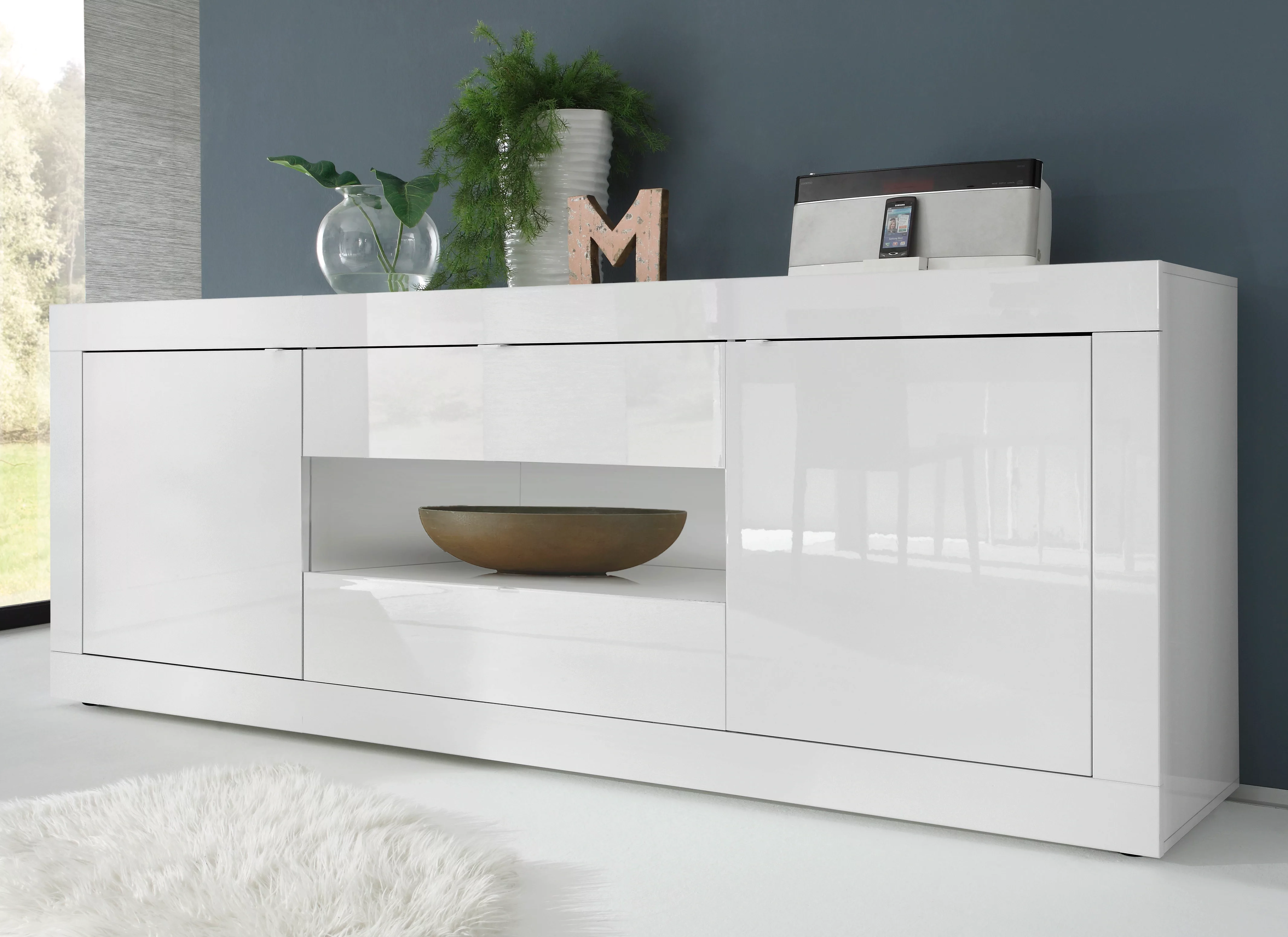 INOSIGN Sideboard "Basic Breite 240 cm, Kommode 2 Türen, 2 Schubkästen, Anr günstig online kaufen