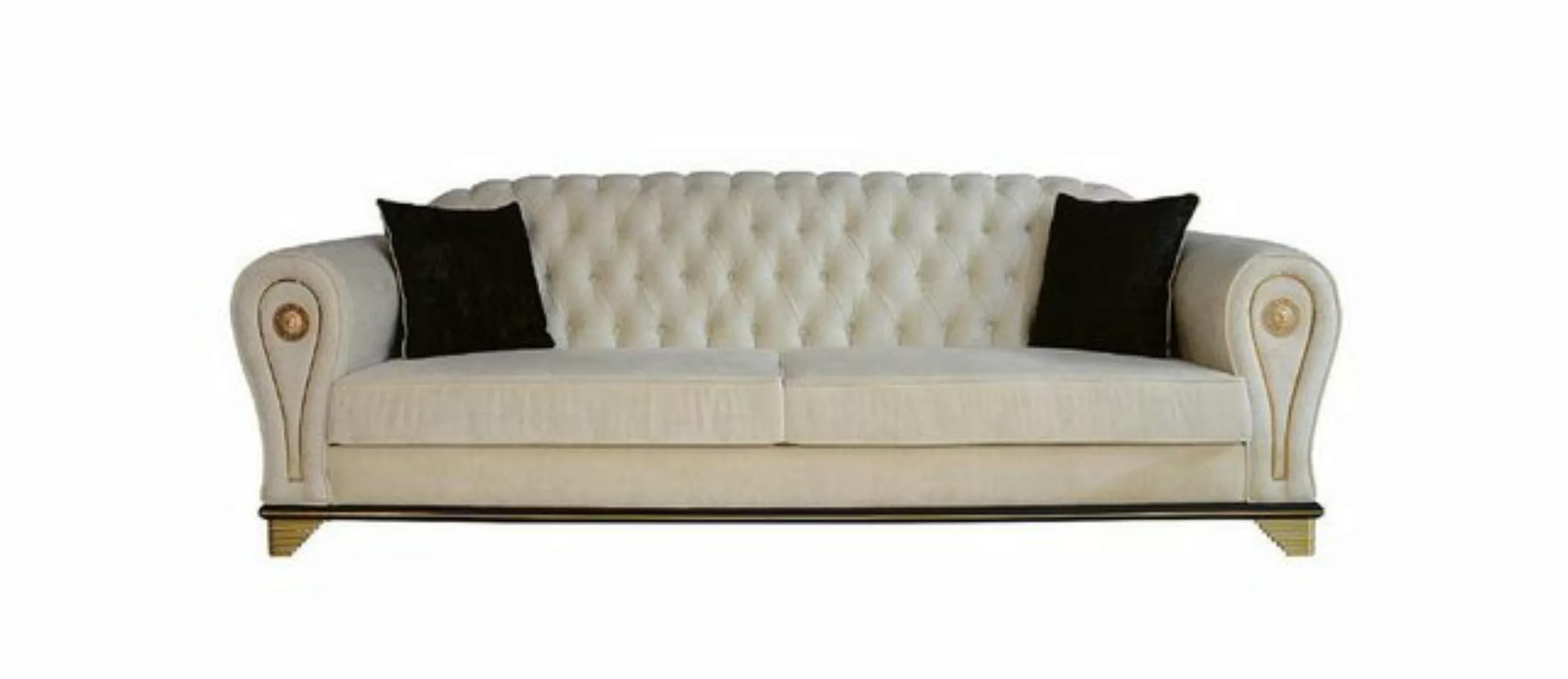 Xlmoebel Sofa Stoffbezogenes weißes Chesterfield-Sofa mit drei Sitzen in, H günstig online kaufen