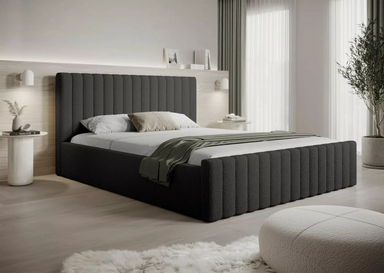 Compleo Polsterbett boucle BUBBLE II, Modern Bett mit Bettkasten, Leistenla günstig online kaufen