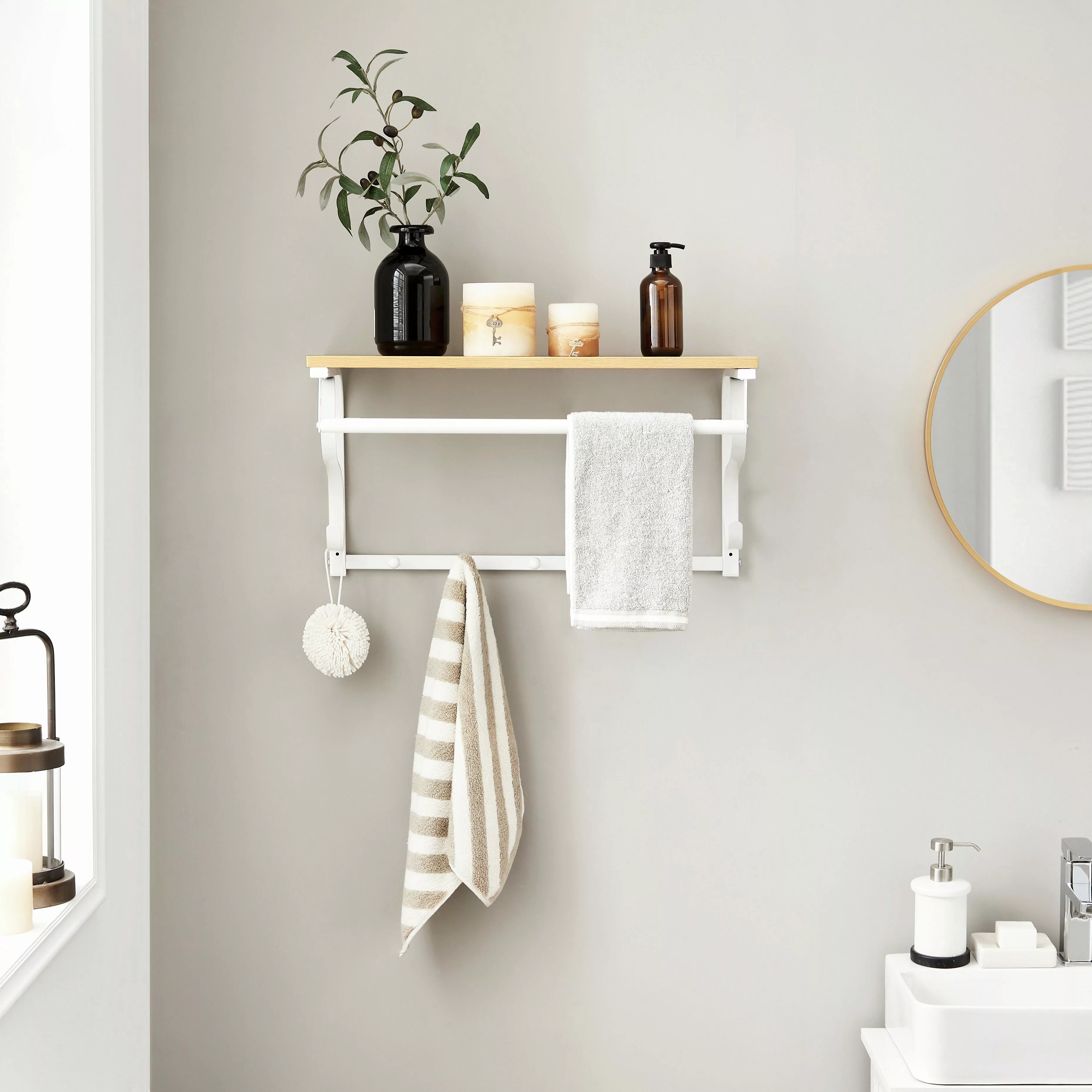 VASAGLE Wandgarderobe, Wandregal mit 5 Haken, günstig online kaufen