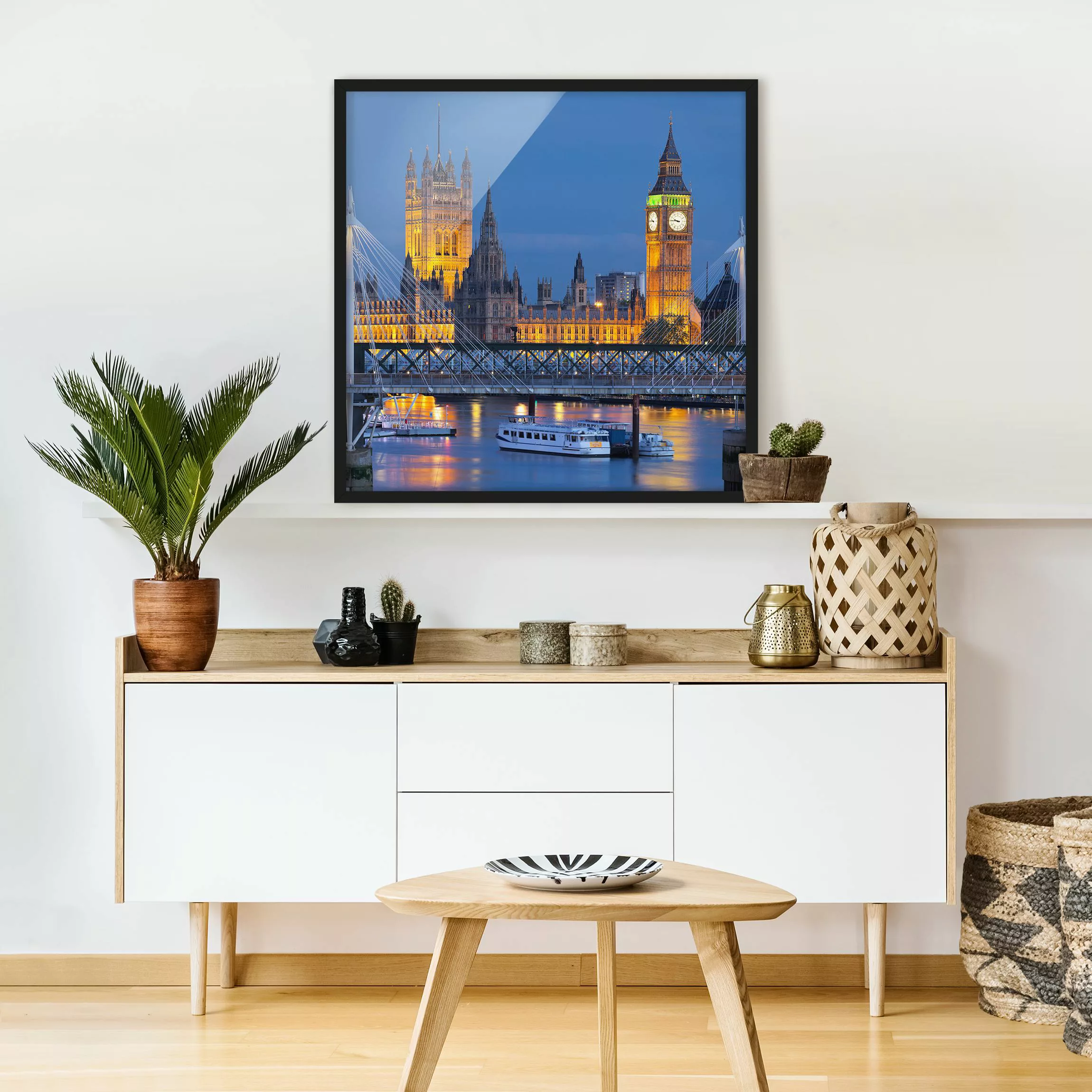 Bild mit Rahmen Architektur & Skyline - Quadrat Big Ben und Westminster Pal günstig online kaufen