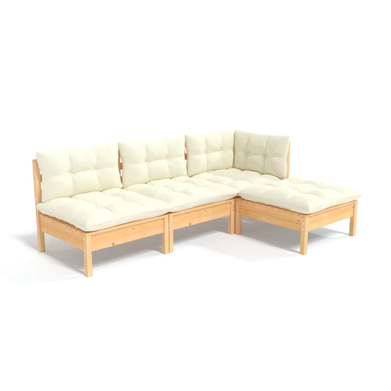 vidaXL 4-tlg Garten-Lounge-Set mit Creme Kissen Kiefernholz Modell 7 günstig online kaufen