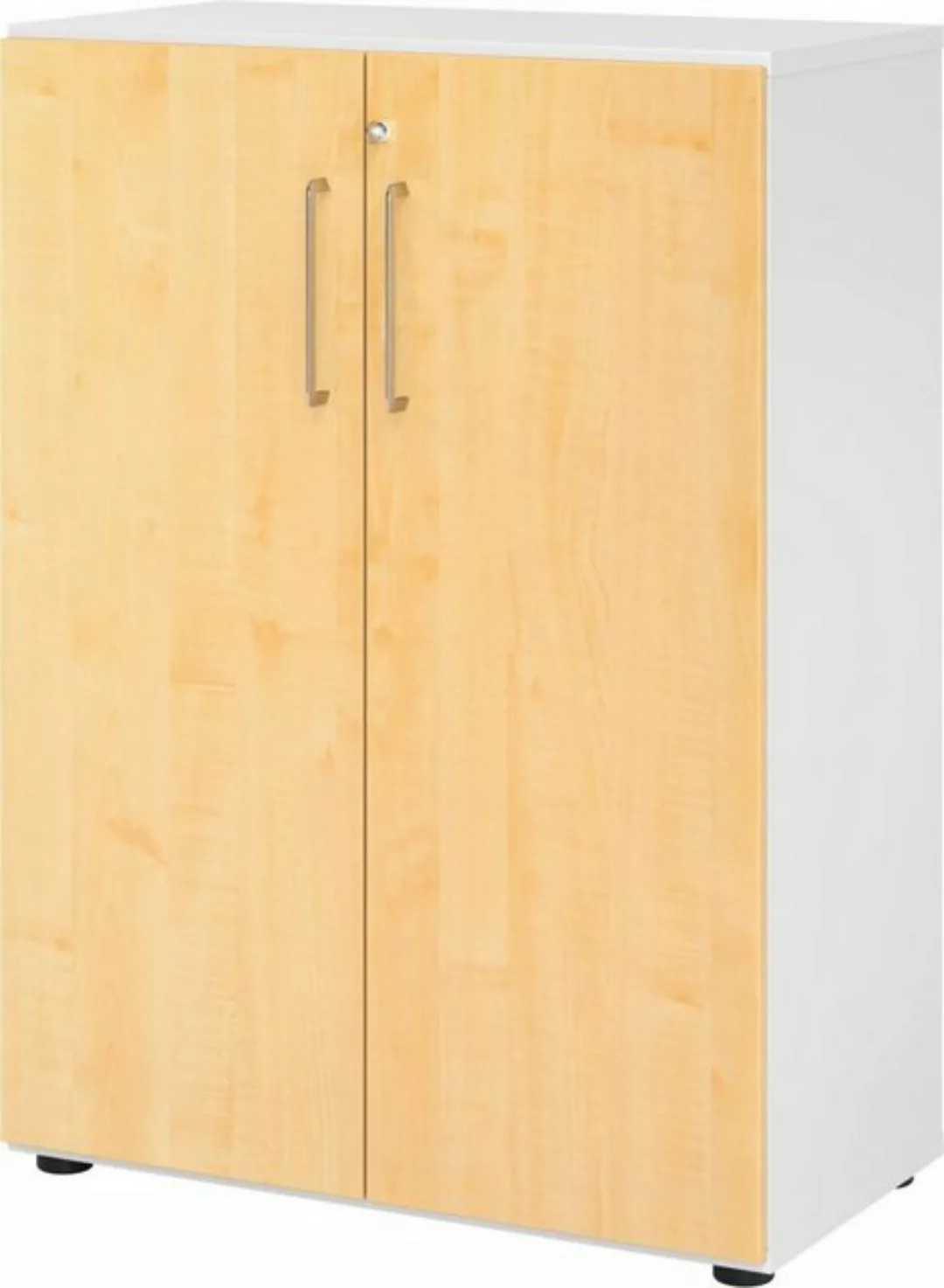 Aktenschrank Schrank Serie 9 3OH BxTxH 80x42x110cm Griff BS Weiß/Ahorn günstig online kaufen