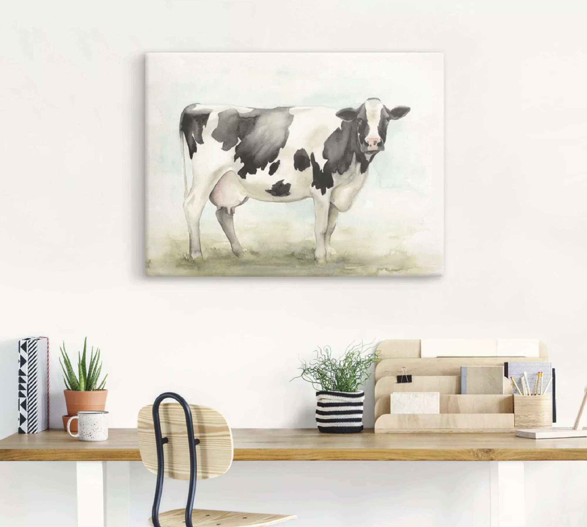Artland Wandbild »Wasserfarben Kuh I«, Haustiere, (1 St.), als Leinwandbild günstig online kaufen