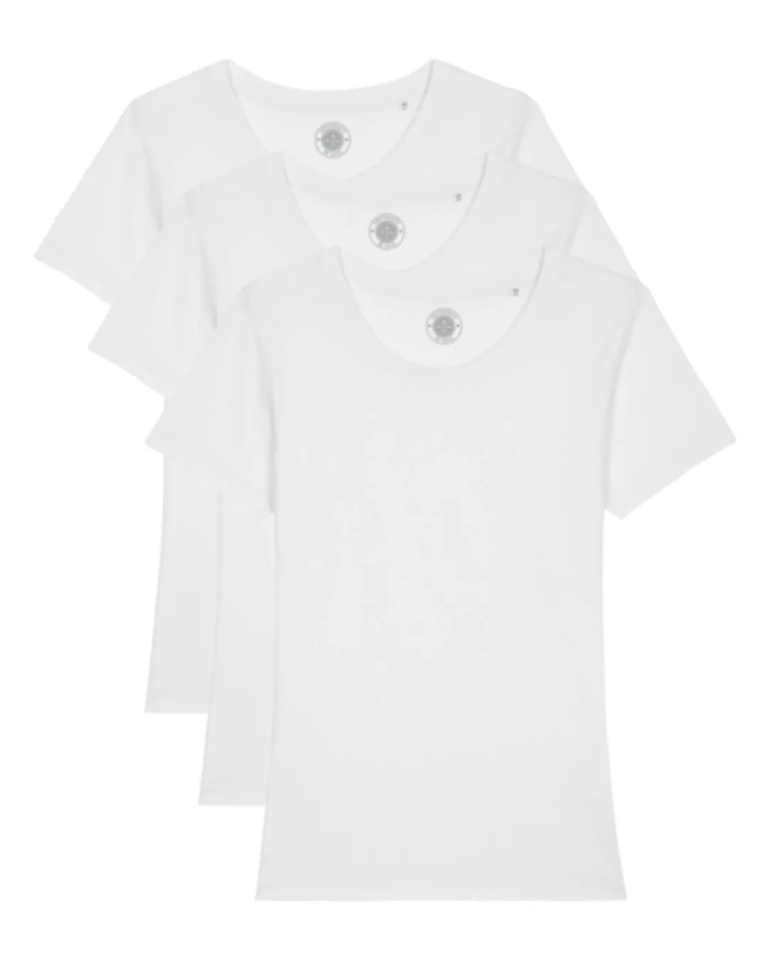 3er Pack Damen T-shirt Aus Bio-baumwolle "Estelle", Weiß Und Schwarz günstig online kaufen