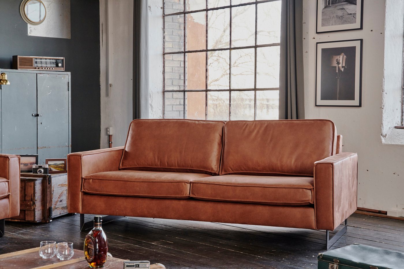 KAWOLA Sofa VILNIUS, Kunstleder mit Lederanteil, 2-Sitzer o. 3-Sitzer, vers günstig online kaufen