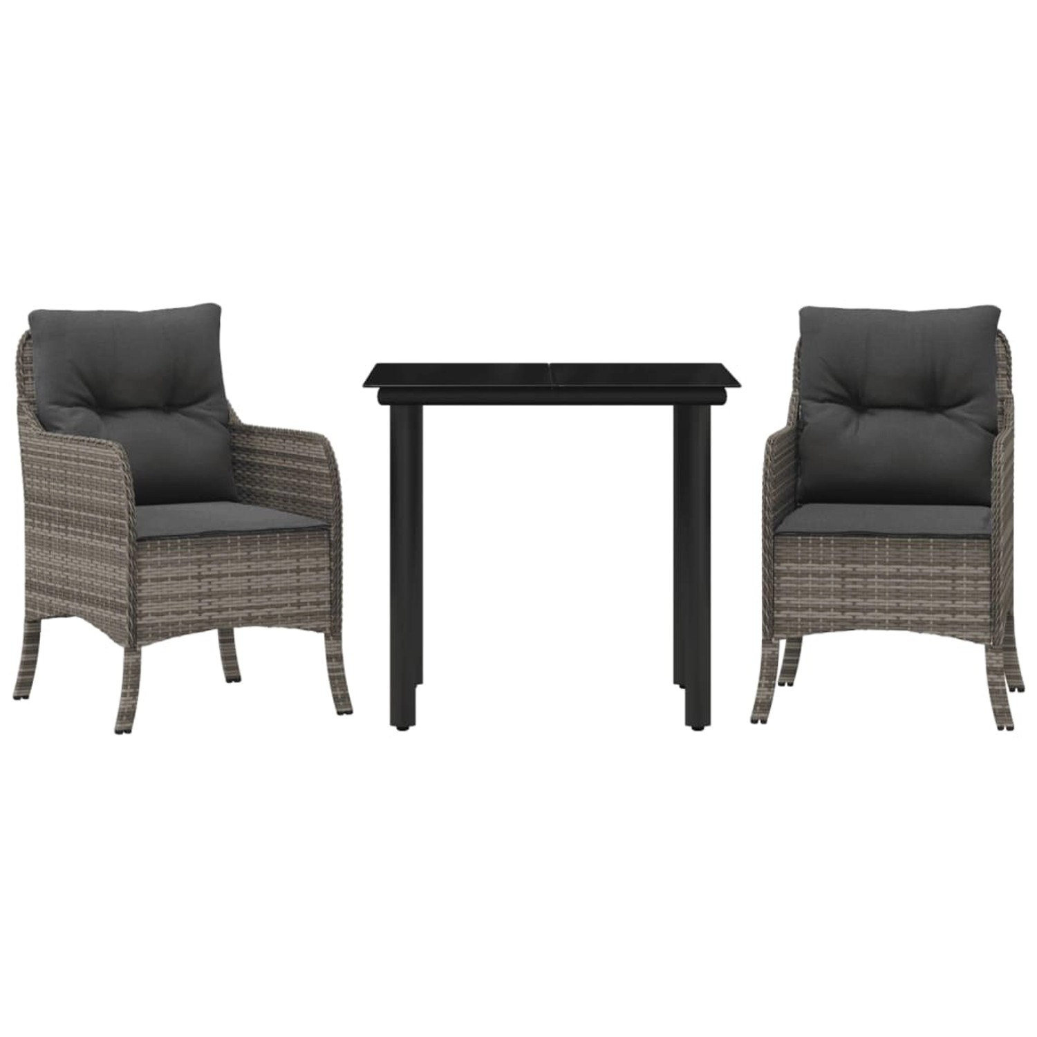 vidaXL 3-Tlg Garten-Essgruppe mit Kissen Grau Poly Rattan 3211955 günstig online kaufen