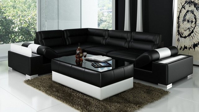 JVmoebel Ecksofa Ledersofa Sofa USB Wohnlandschaft Ecksofa Garnitur Couch D günstig online kaufen