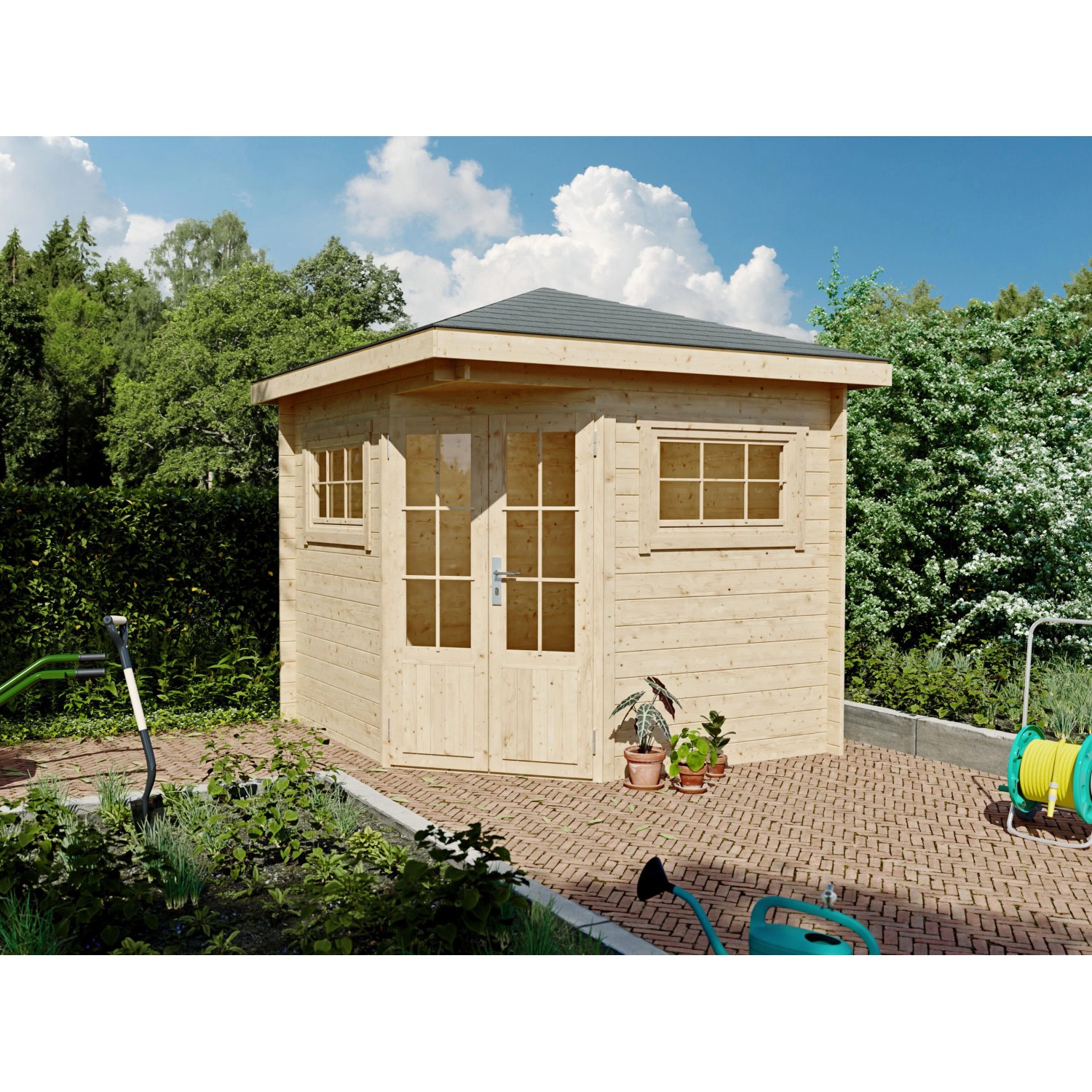 Fjordholz 5-Eck Gartenhaus Modell Evelyn 2A Farblos Imprägniert günstig online kaufen