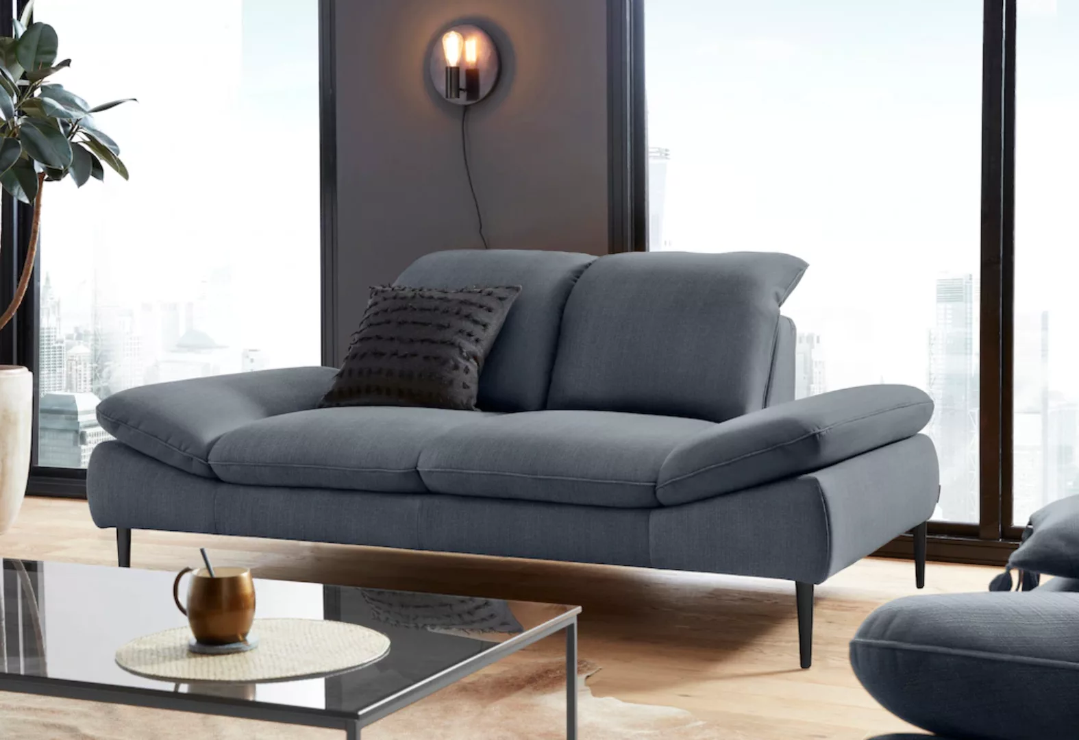 W.SCHILLIG 2-Sitzer enjoy&MORE, Sitztiefenverstellung, Füße schwarz pulverb günstig online kaufen