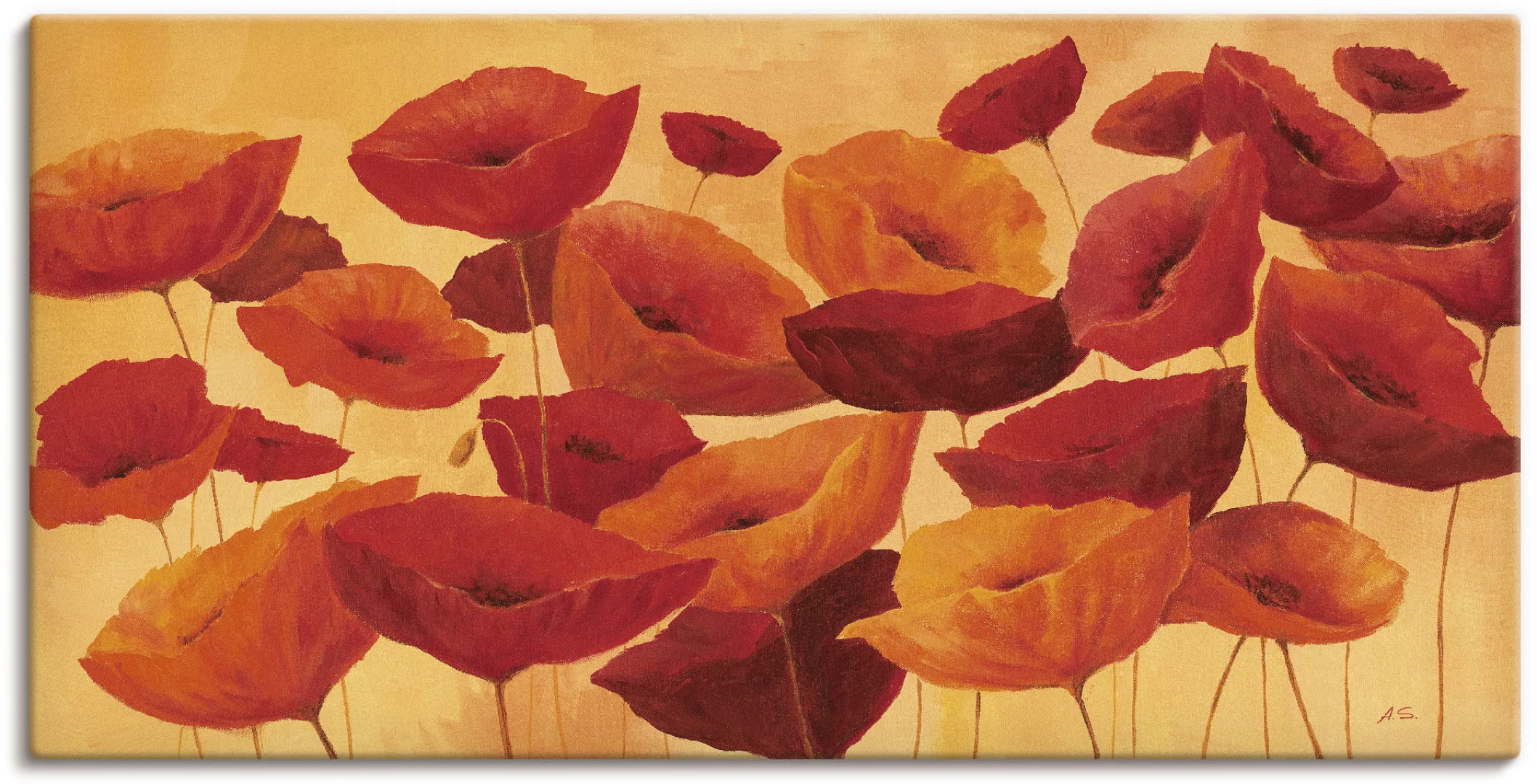 Artland Leinwandbild "Mohnblumenwiese", Blumen, (1 St.) günstig online kaufen