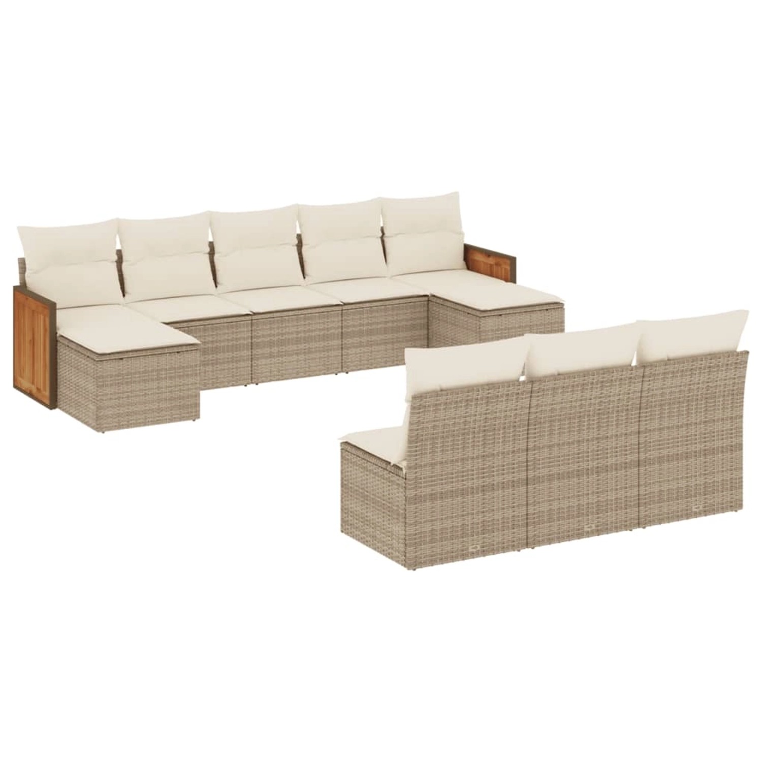 vidaXL 10-Tlg Garten-Sofagarnitur mit Kissen Beige Poly Rattan 3260469 günstig online kaufen