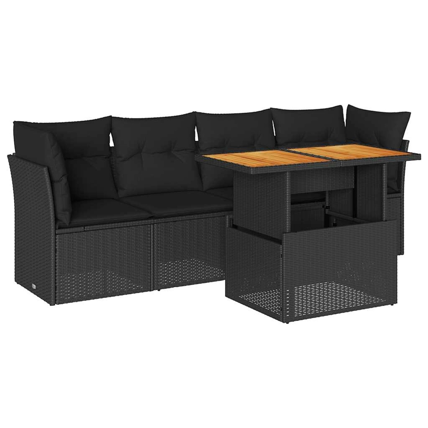 vidaXL 5-Tlg Garten-Sofagarnitur mit Kissen Schwarz Poly Rattan 3326876 günstig online kaufen