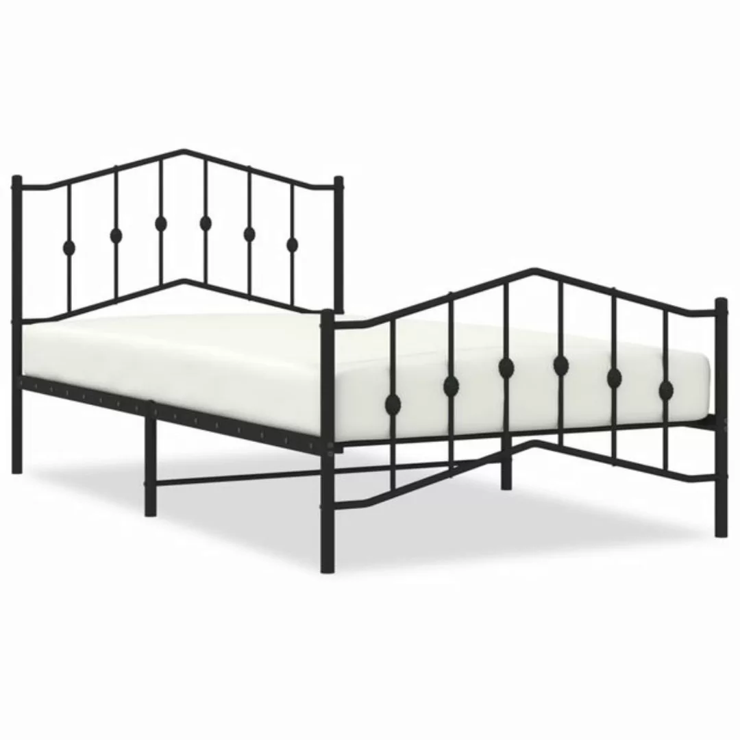 furnicato Bettgestell mit Kopf- und Fußteil Metall Schwarz 107x203 cm (1-tl günstig online kaufen