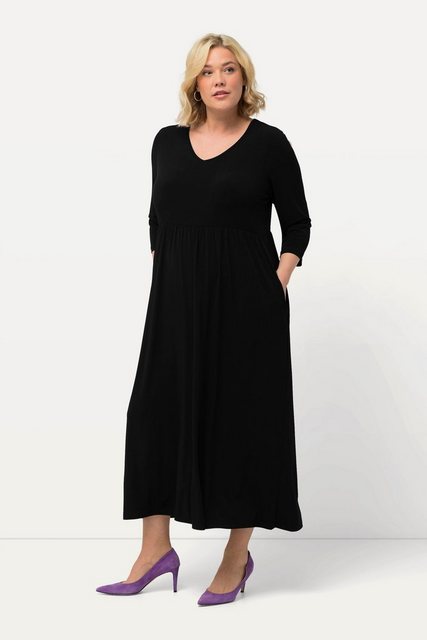 Ulla Popken Sommerkleid Jerseykleid A-Linie V-Ausschnitt 3/4-Arm Taschen günstig online kaufen