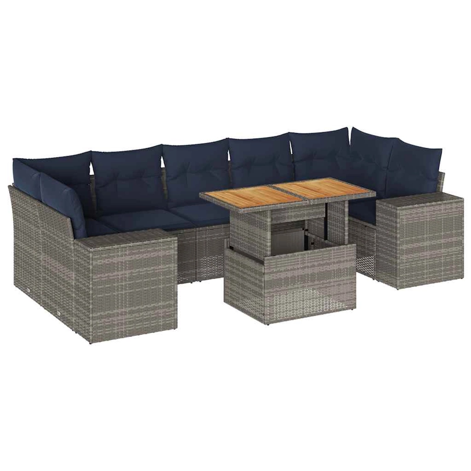 vidaXL 8-Tlg Garten-Sofagarnitur mit Kissen Grau Poly Rattan 3327351 günstig online kaufen