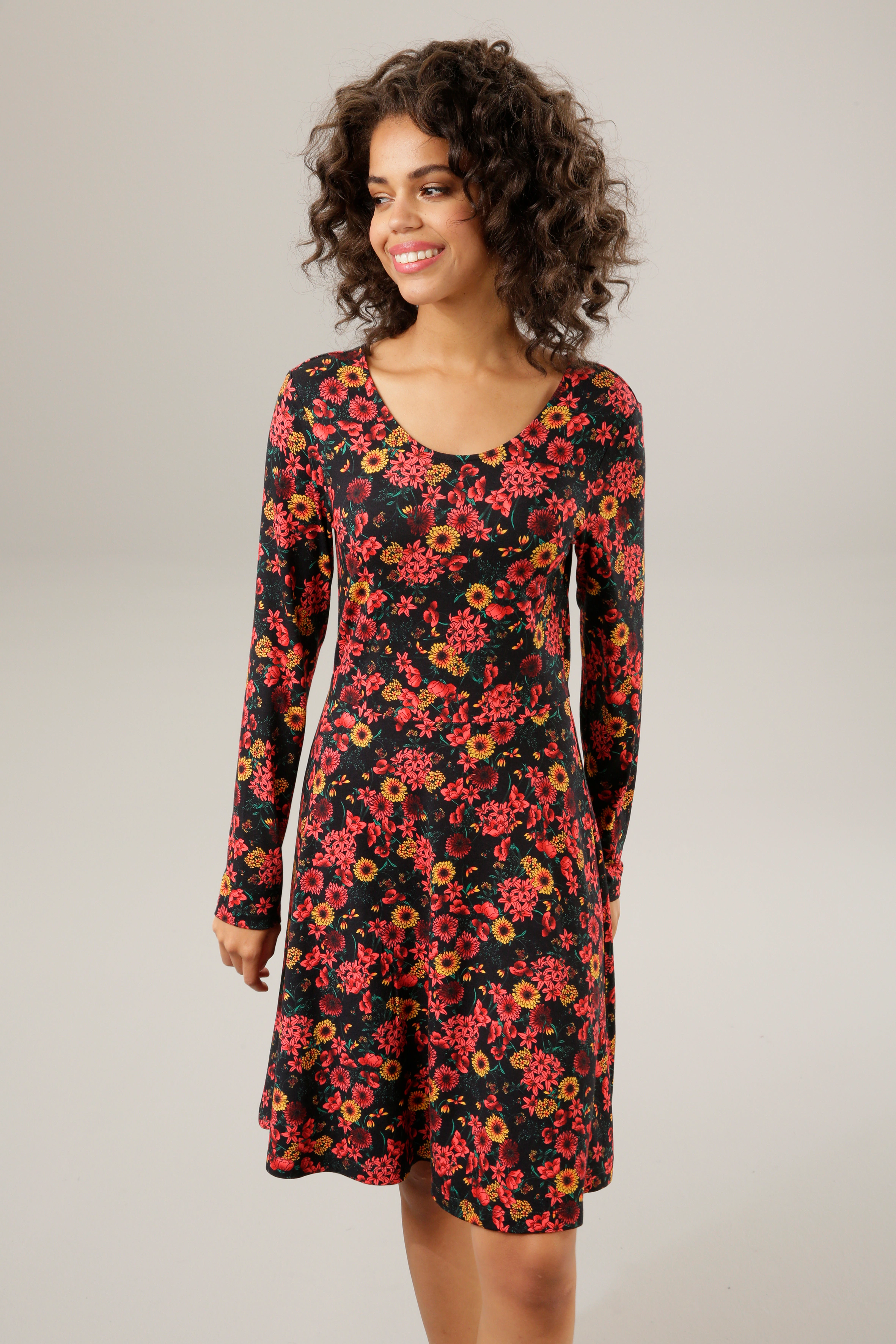 Aniston CASUAL Jerseykleid, mit zartem Blumendruck günstig online kaufen