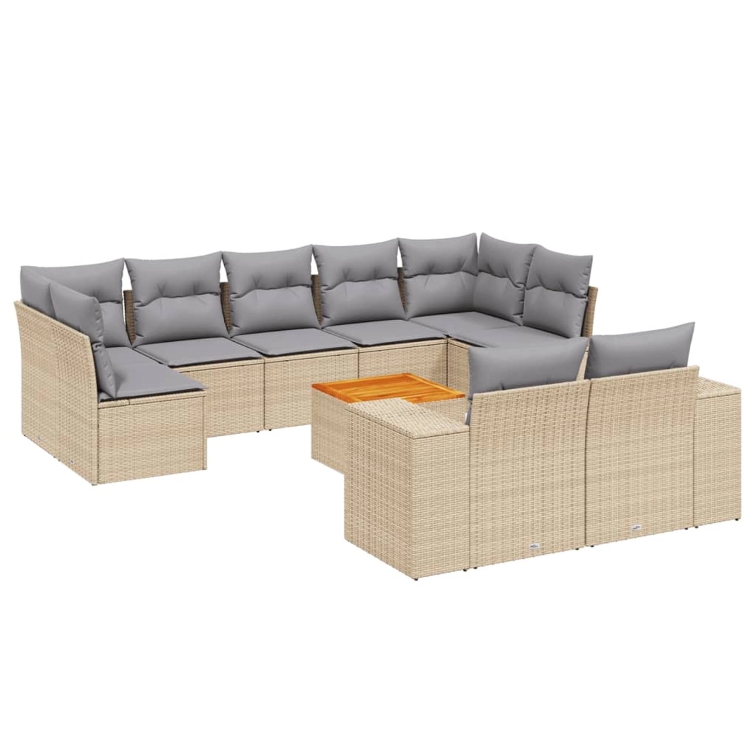 vidaXL 10-Tlg Garten-Sofagarnitur mit Kissen Beige Poly Rattan 3257928 günstig online kaufen