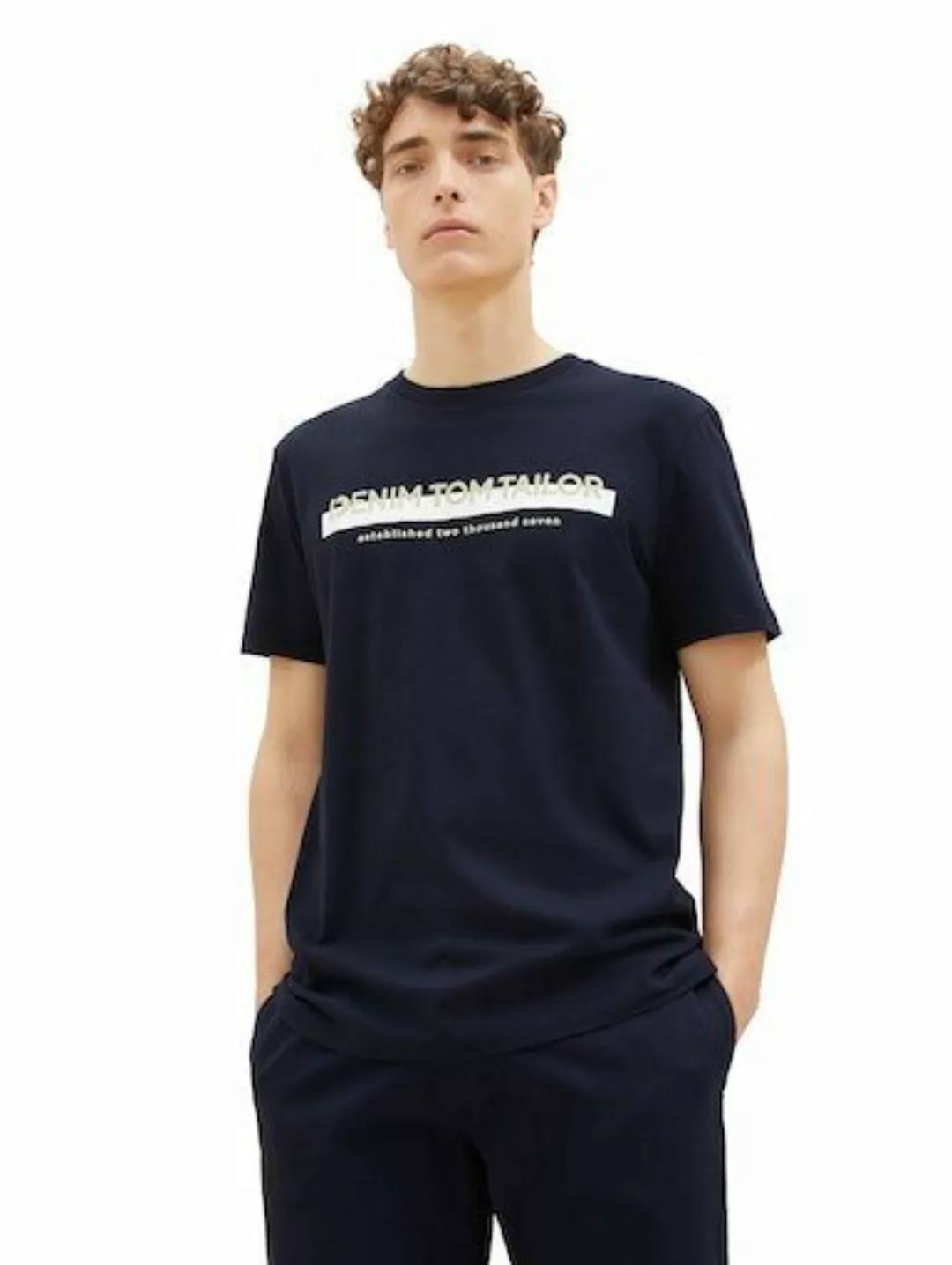 TOM TAILOR Denim T-Shirt mit Logofrontprint günstig online kaufen