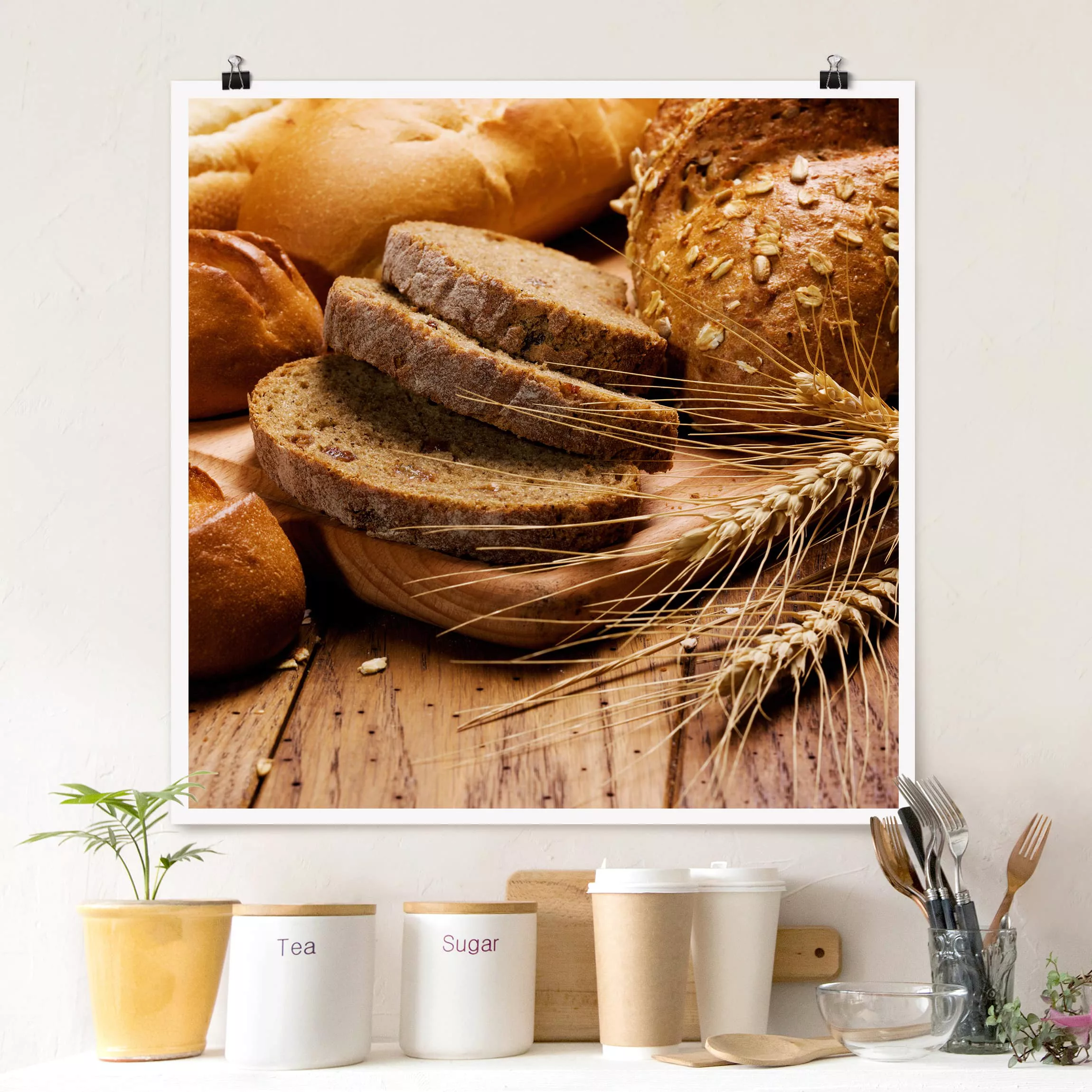 Poster Küche - Quadrat Brotzeit günstig online kaufen