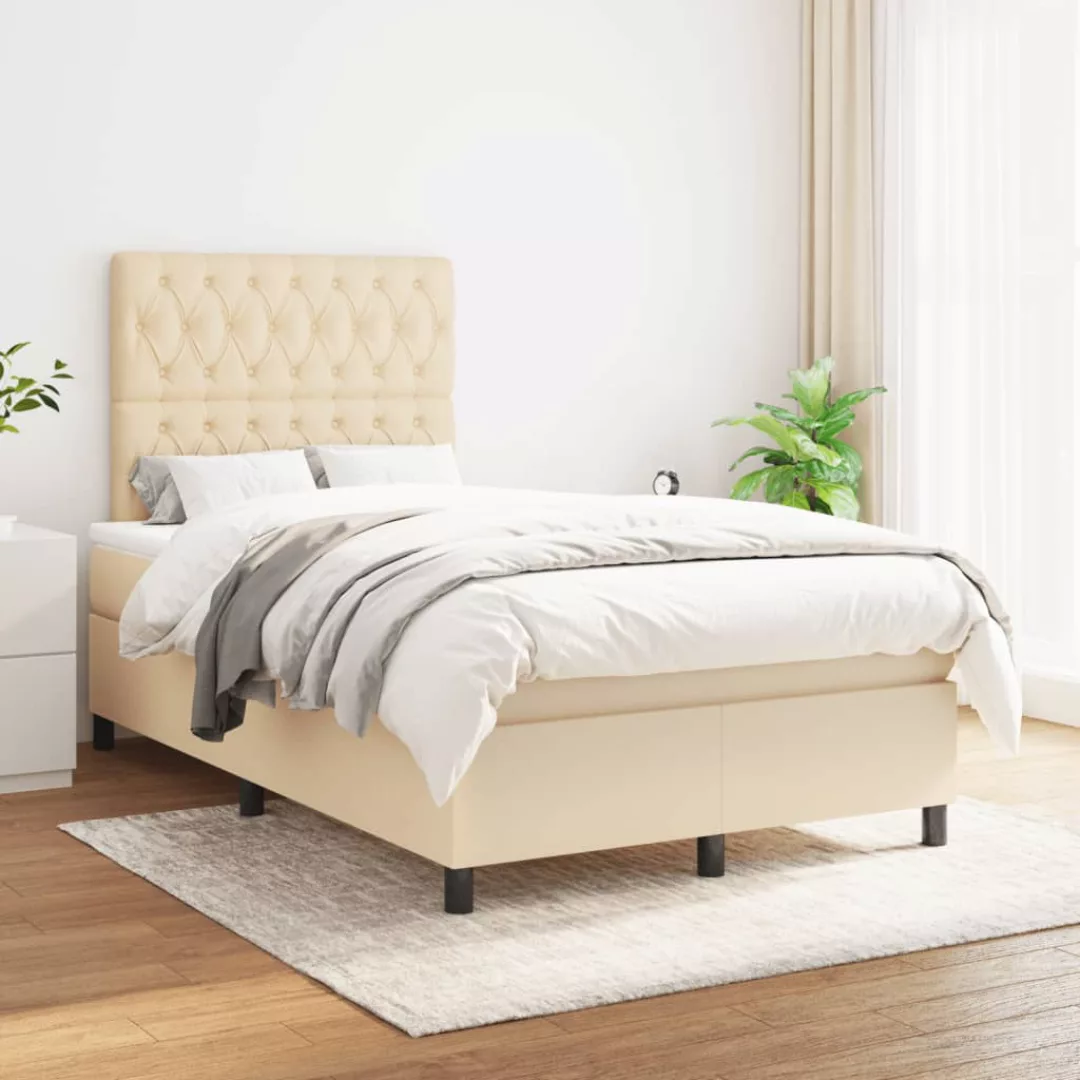 Vidaxl Boxspringbett Mit Matratze Creme 120x200 Cm Stoff günstig online kaufen