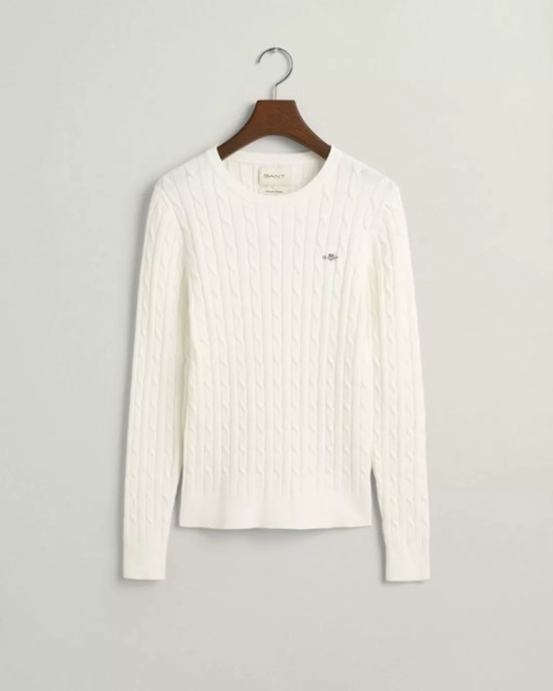 Gant Strickpullover STRETCH COTTON CABLE C-NECK mit Logostickerei auf der B günstig online kaufen