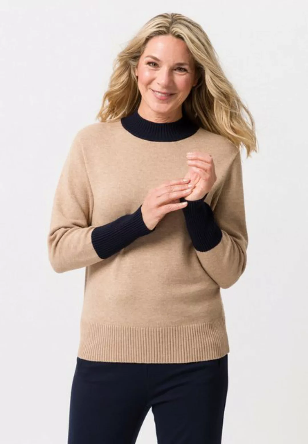 FRANK WALDER Strickpullover mit abgesetzten Bündchen günstig online kaufen