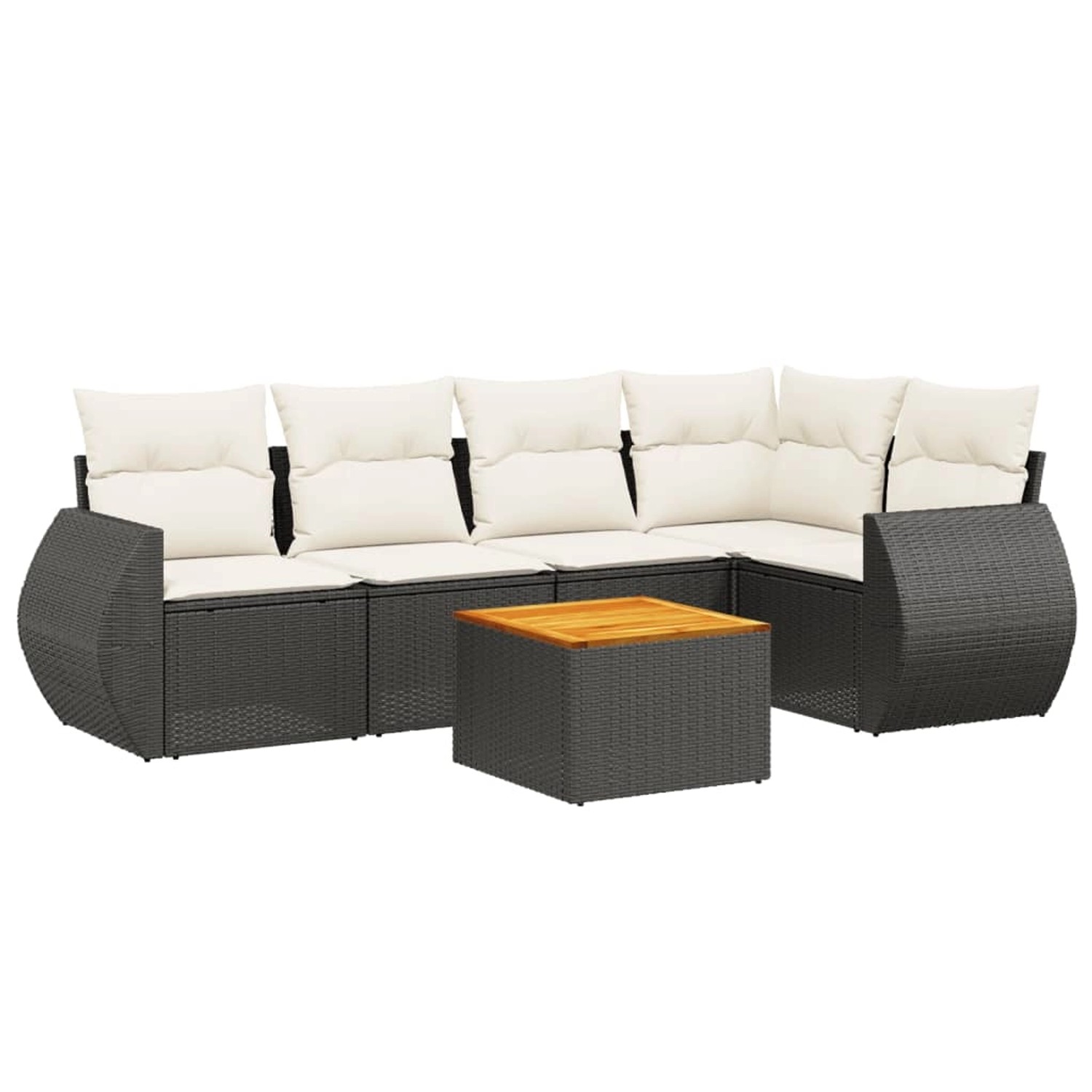 vidaXL 6-Tlg Garten-Sofagarnitur mit Kissen Schwarz Poly Rattan 3257323 günstig online kaufen