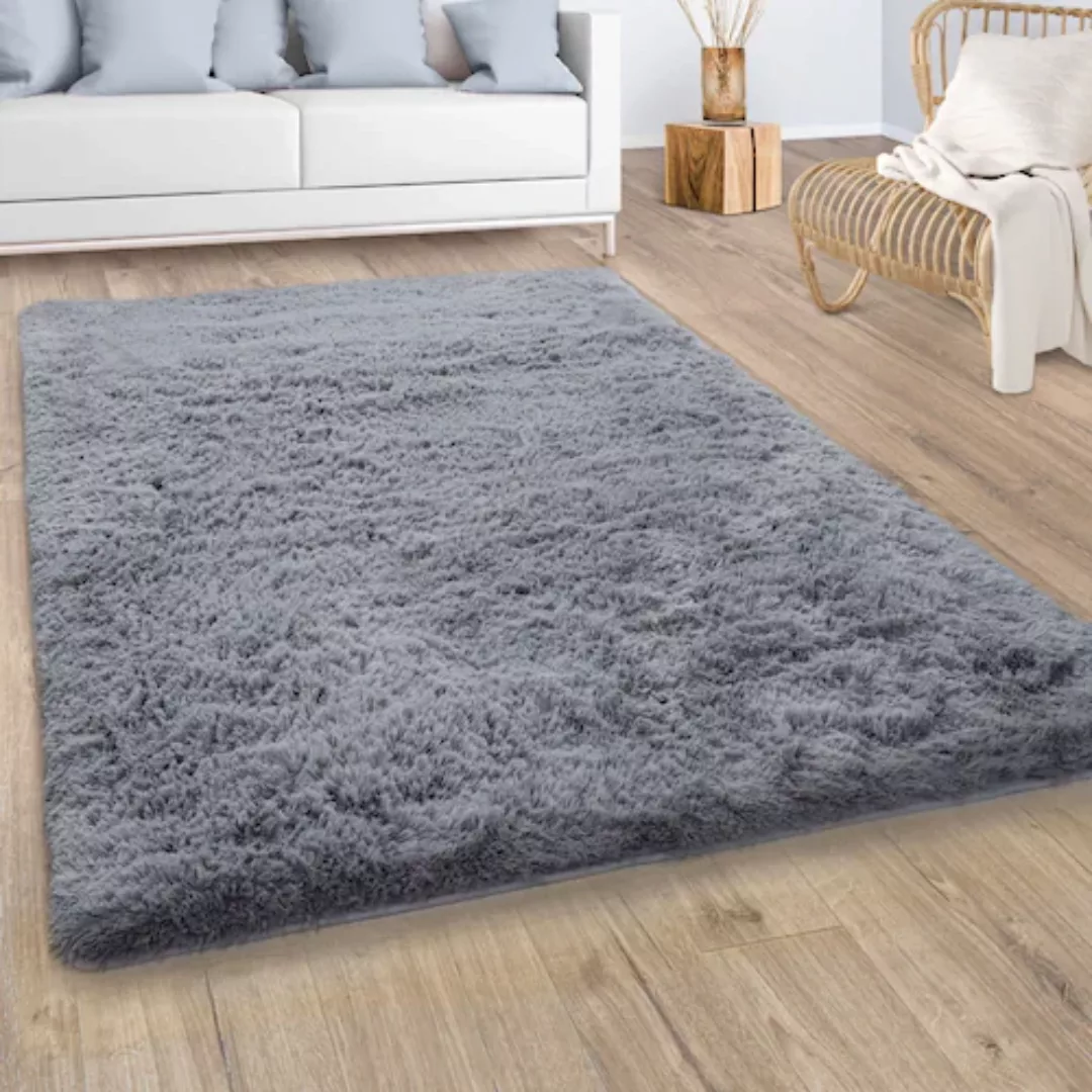 Paco Home Hochflor-Teppich »Silky 591«, rechteckig, 37 mm Höhe, Uni-Farben, günstig online kaufen