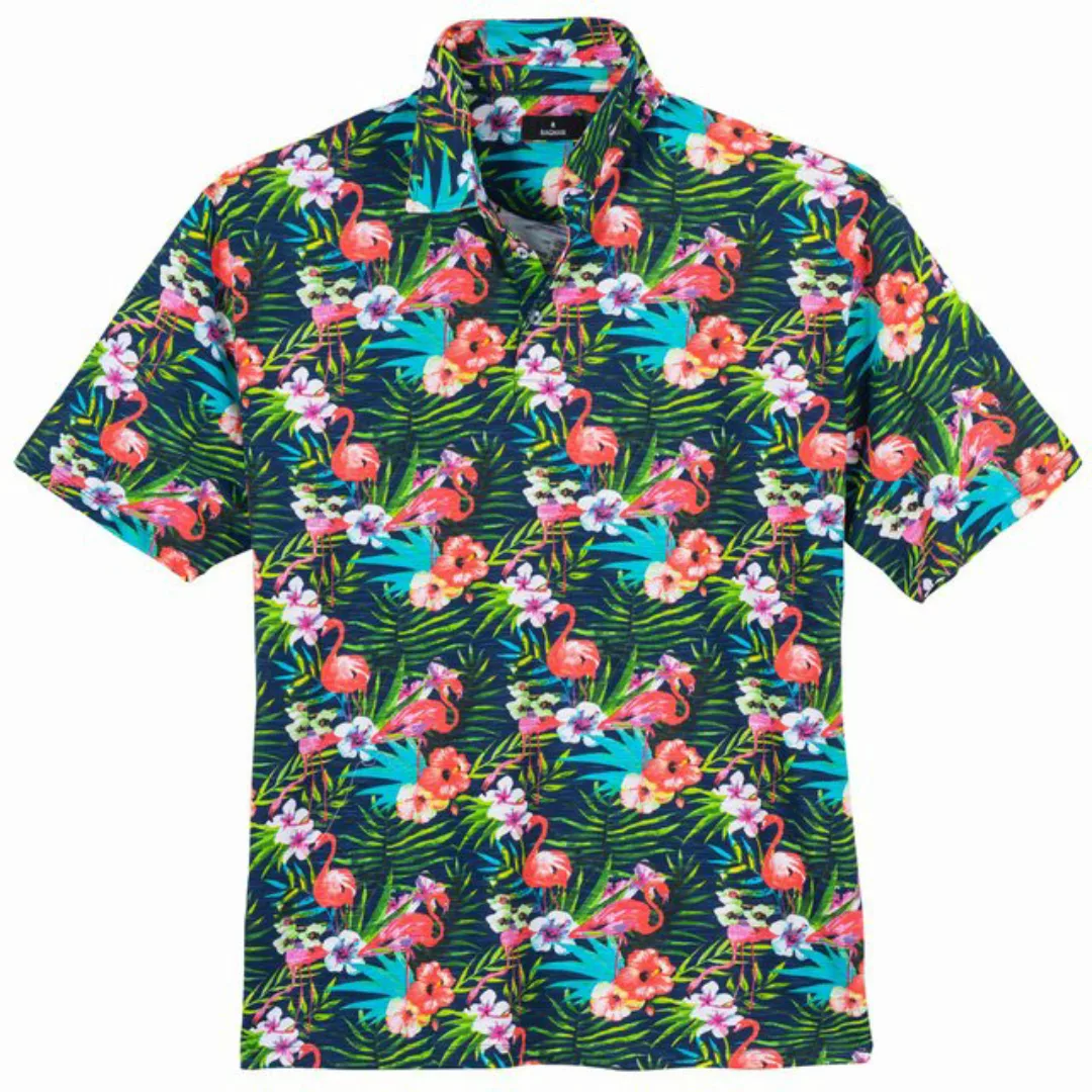 RAGMAN Poloshirt Große Größen Herren Poloshirt Alloverprint floral navy-grü günstig online kaufen