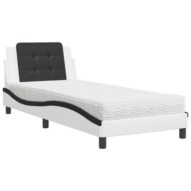 vidaXL Bett Bett mit Matratze Weiß und Schwarz 80x200 cm Kunstleder günstig online kaufen
