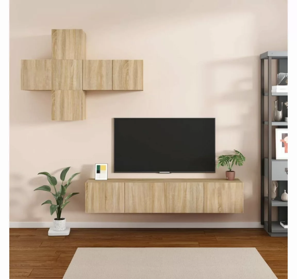 furnicato TV-Schrank 7-tlg. TV-Schrank-Set Sonoma-Eiche Holzwerkstoff günstig online kaufen