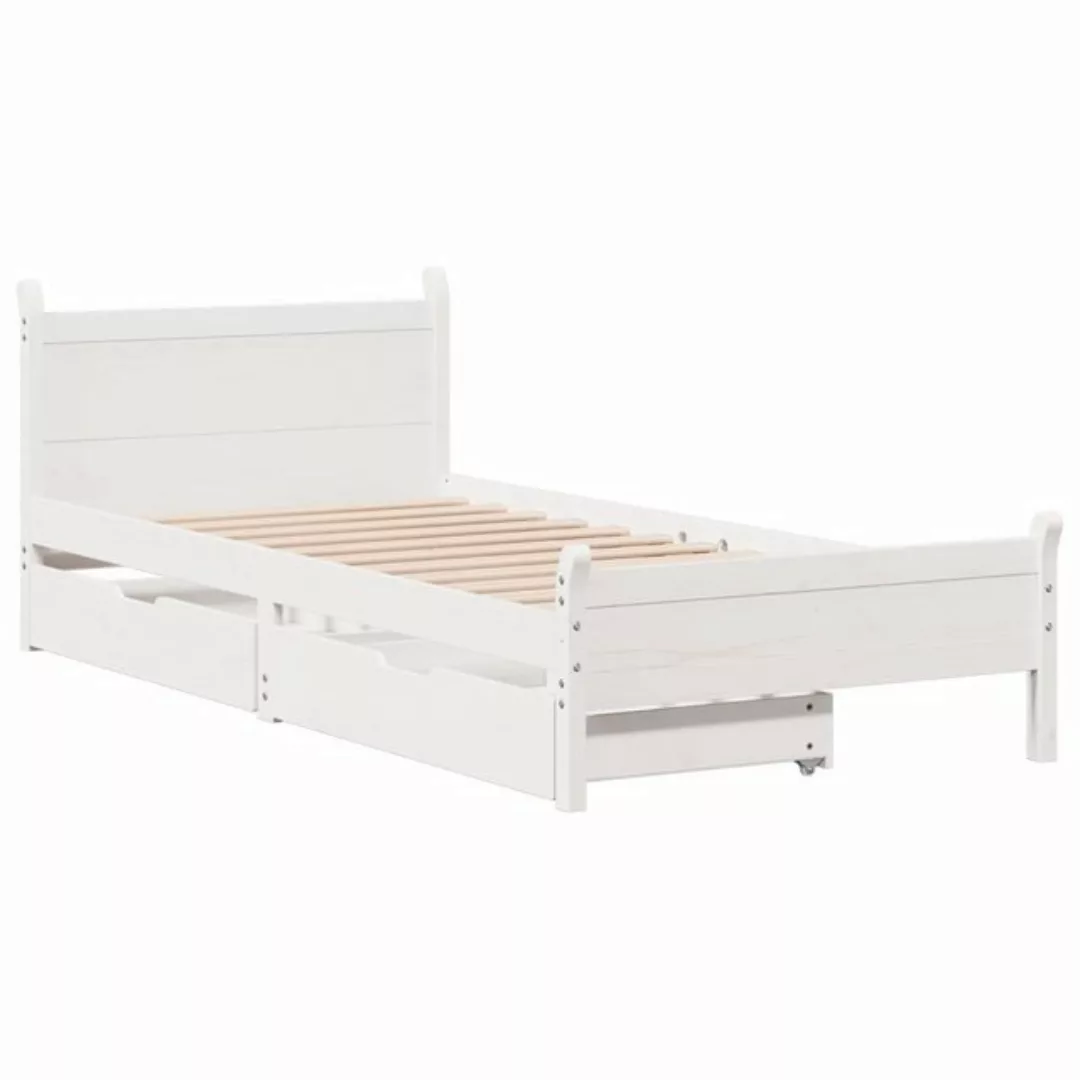 vidaXL Bett Massivholzbett ohne Matratze Weiß 75x190 cm Kiefernholz günstig online kaufen