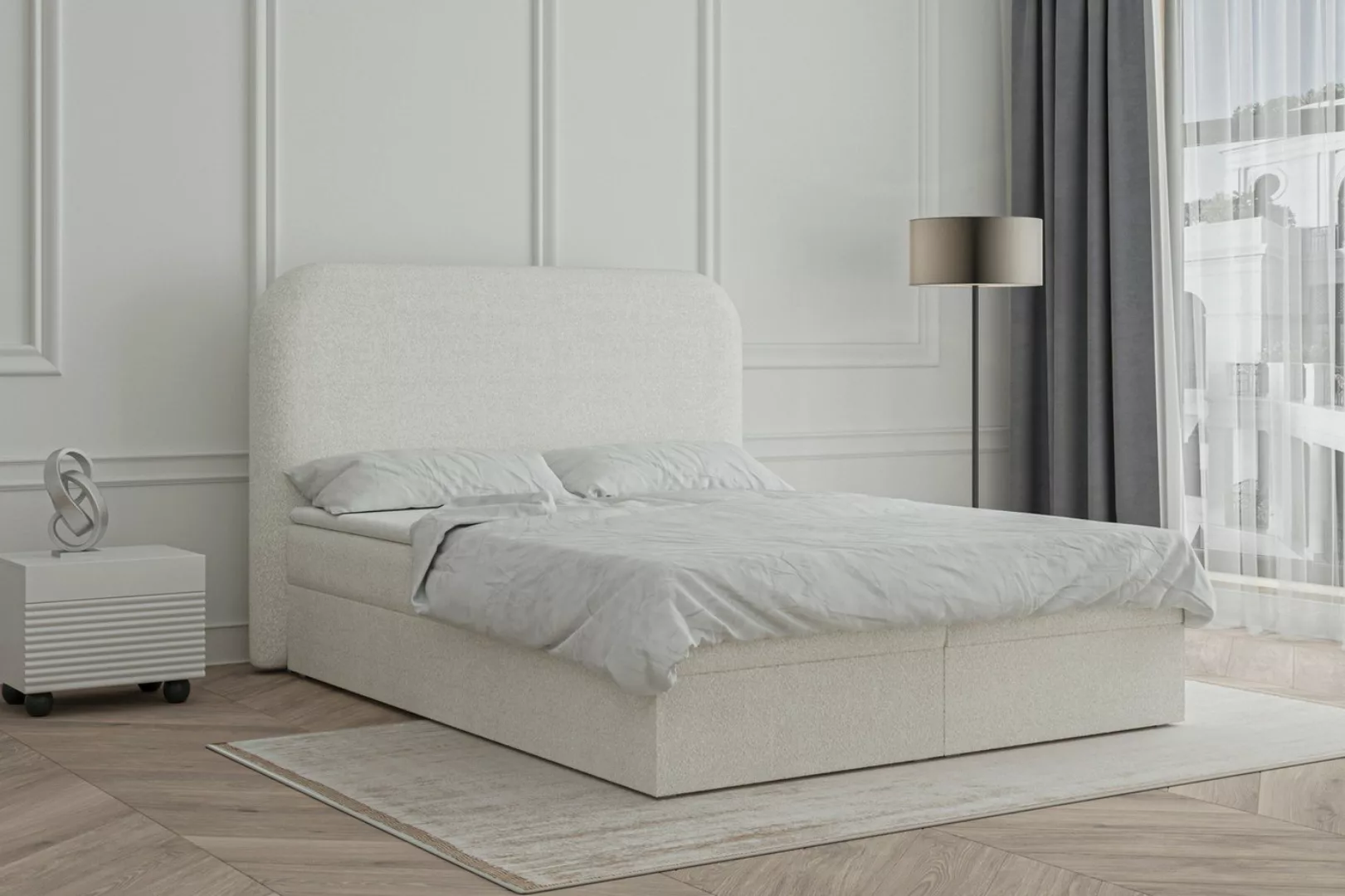 MOEBLO Boxspringbett aus Bouclé Bett 07 (Bonell, Topper, Doppelbett gepolst günstig online kaufen