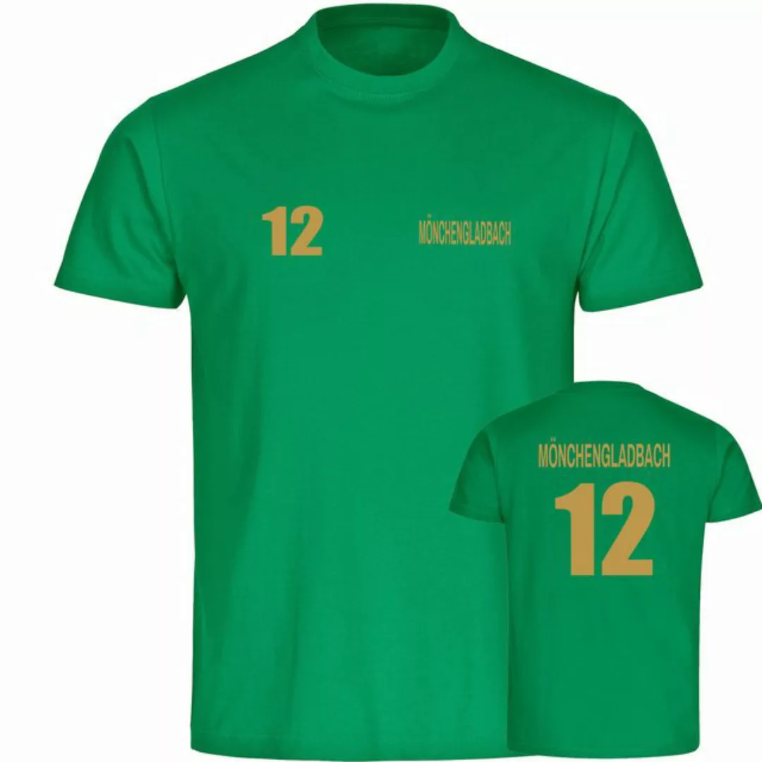 multifanshop T-Shirt Herren Mönchengladbach - Trikot Nummer 12 gold - Männe günstig online kaufen