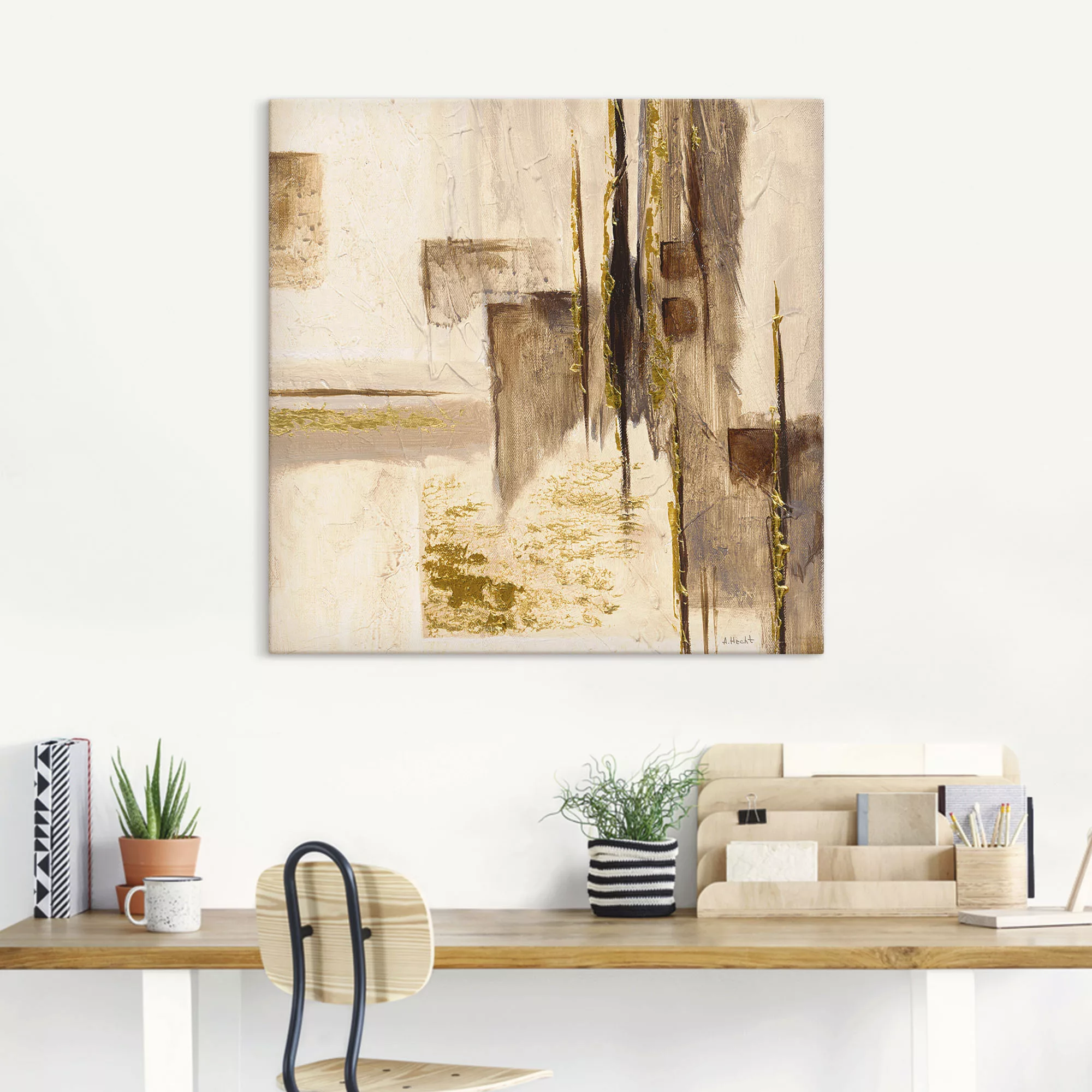 Artland Wandbild "Goldene Silhouette I", Muster, (1 St.), als Leinwandbild, günstig online kaufen