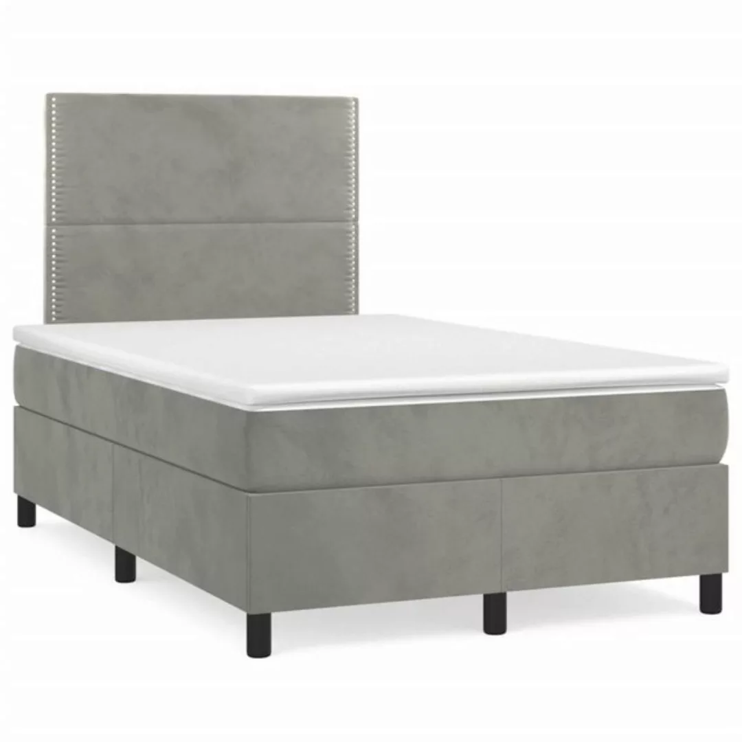 furnicato Bett Boxspringbett mit Matratze Hellgrau 120x200 cm Samt günstig online kaufen