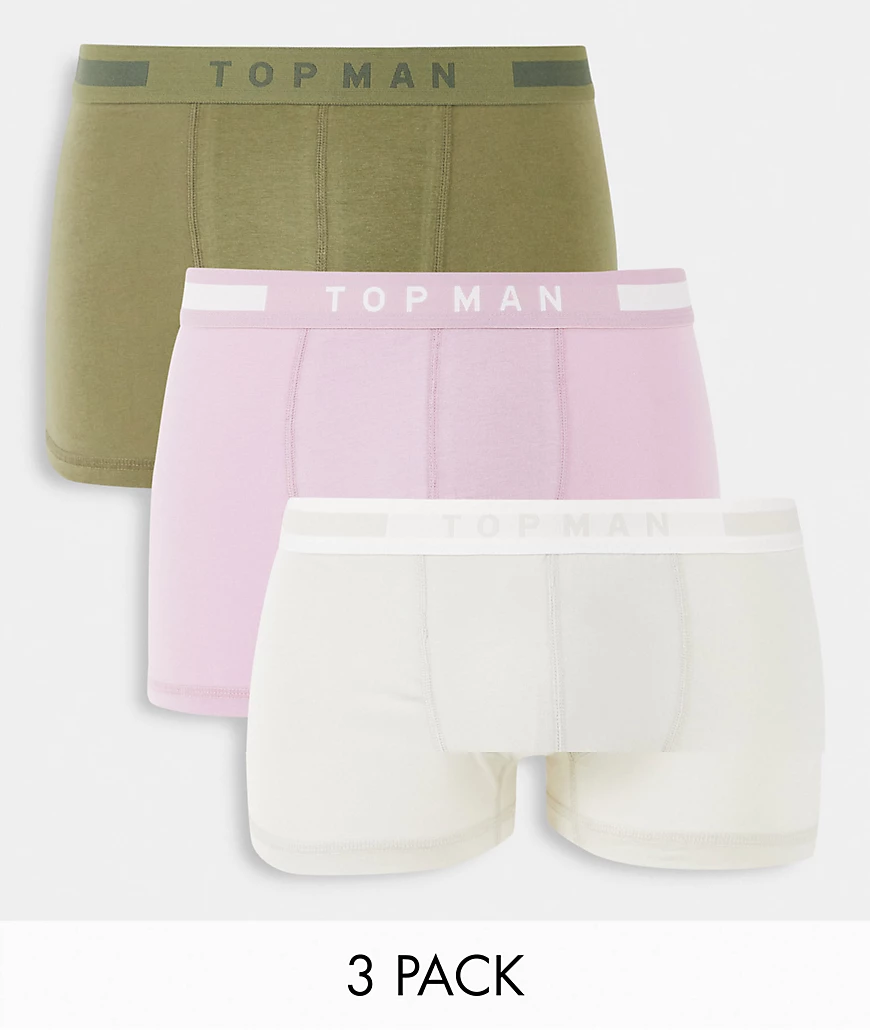 Topman – Unterhosen in Khaki und Grau, 3er-Pack-Grün günstig online kaufen