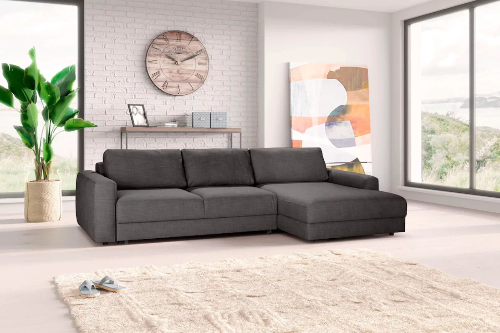 TRENDMANUFAKTUR Ecksofa "Bourbon", Extratiefe Sitzfläche 69 cm günstig online kaufen