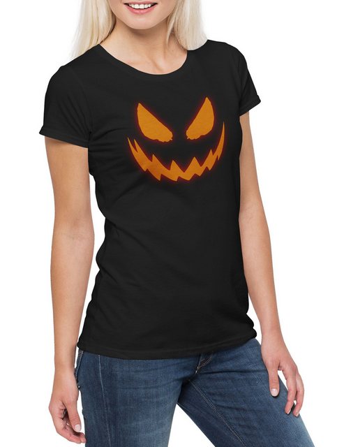 Urban Backwoods Print-Shirt Glowing Halloween Pumpkin I Damen T-Shirt Kürbi günstig online kaufen