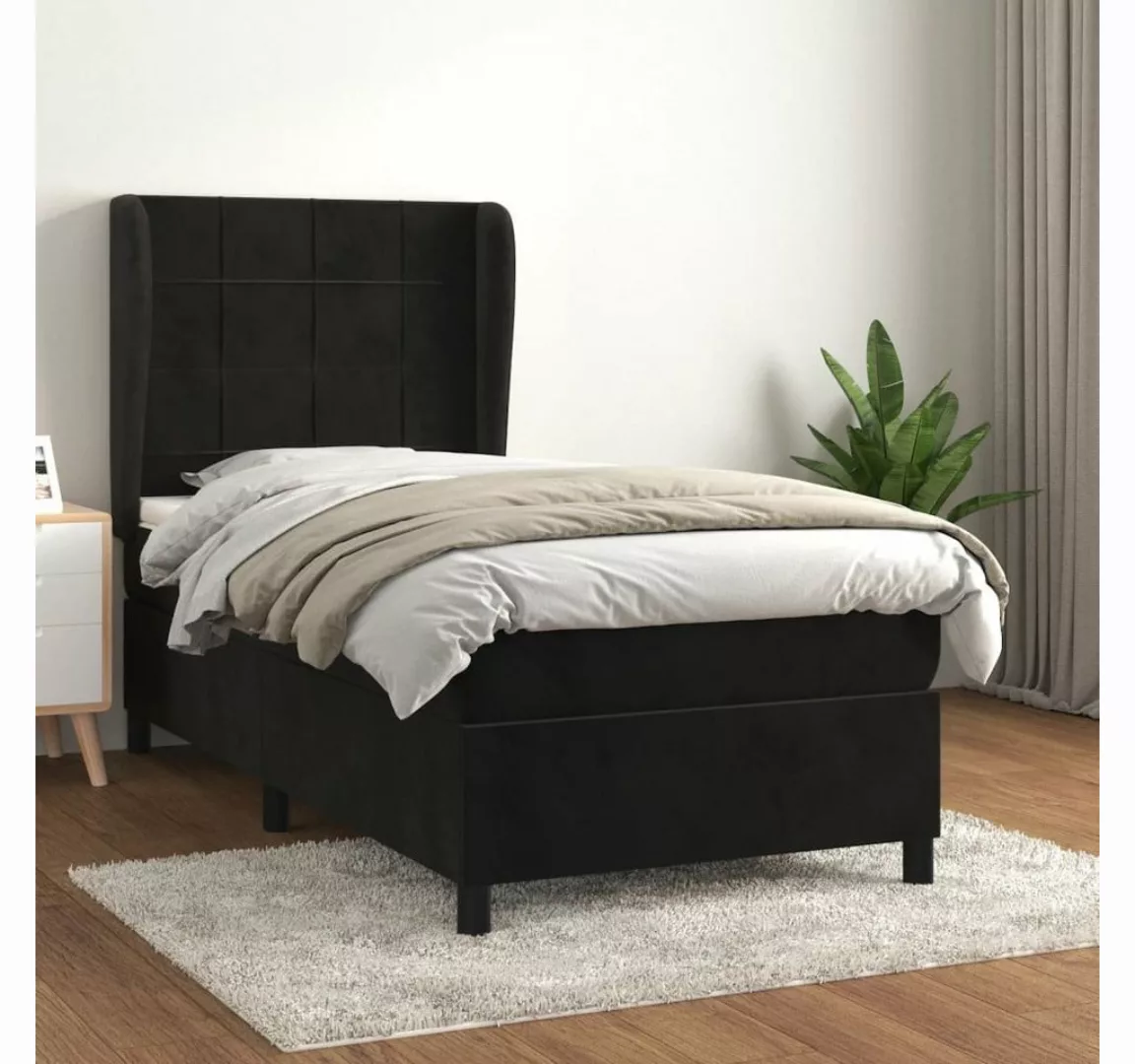 furnicato Bett Boxspringbett mit Matratze Schwarz 80x200 cm Samt günstig online kaufen