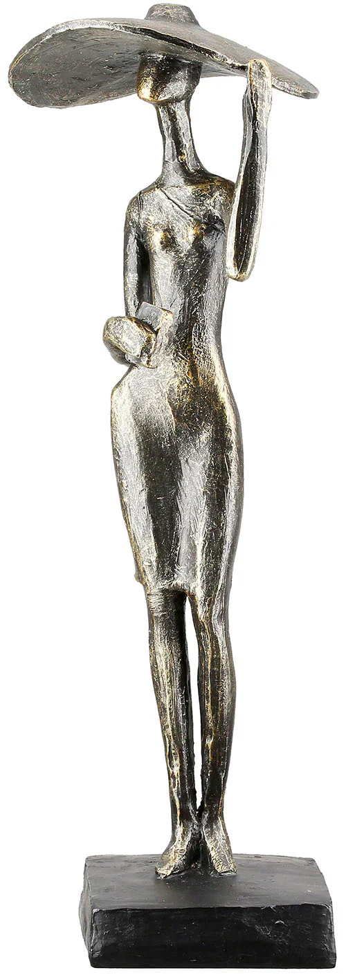 Casablanca by Gilde Dekofigur "Skulptur Frau Lady mit Hut bronzefarben H. 3 günstig online kaufen