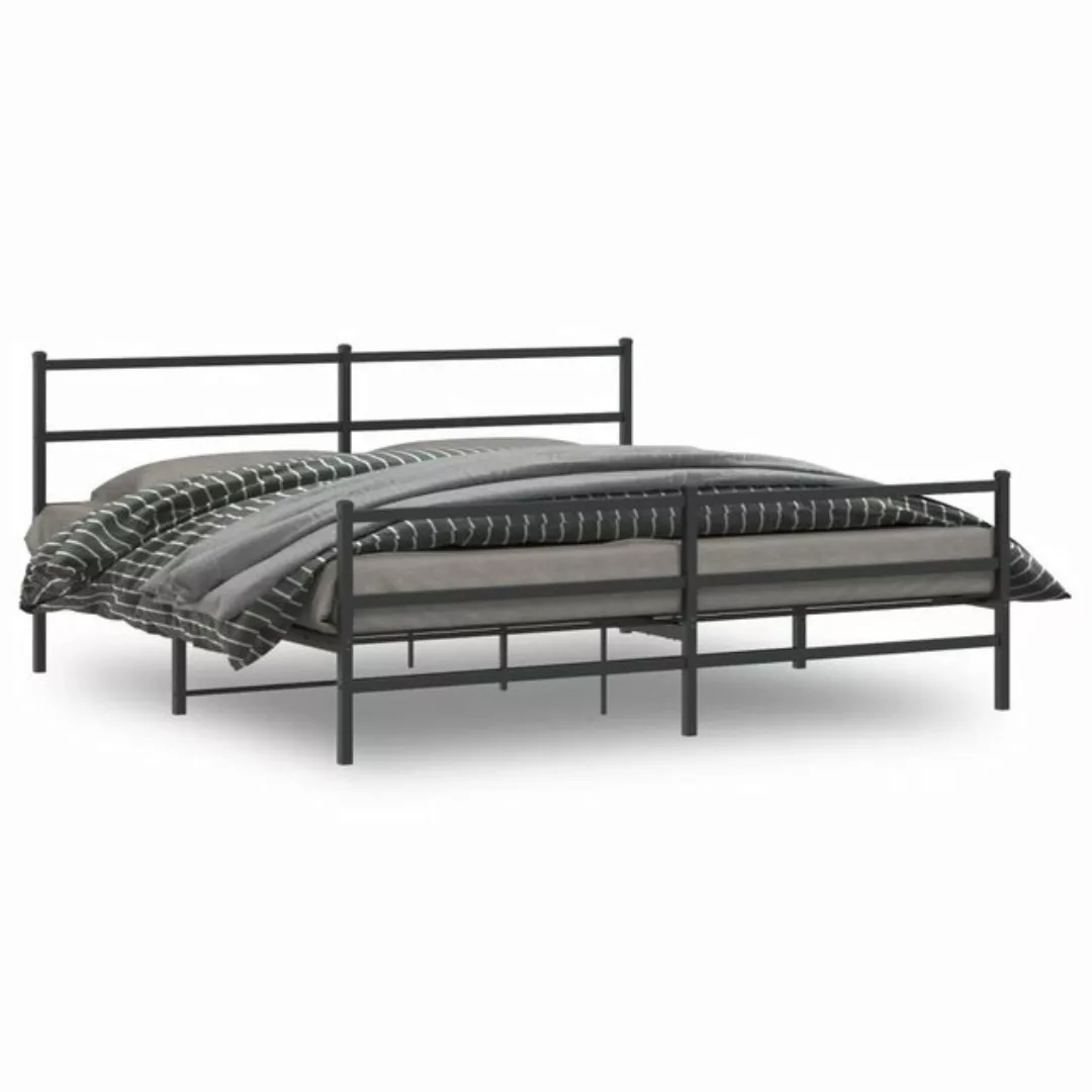 furnicato Bettgestell mit Kopf- und Fußteil Metall Schwarz 180x200 cm (1-tl günstig online kaufen